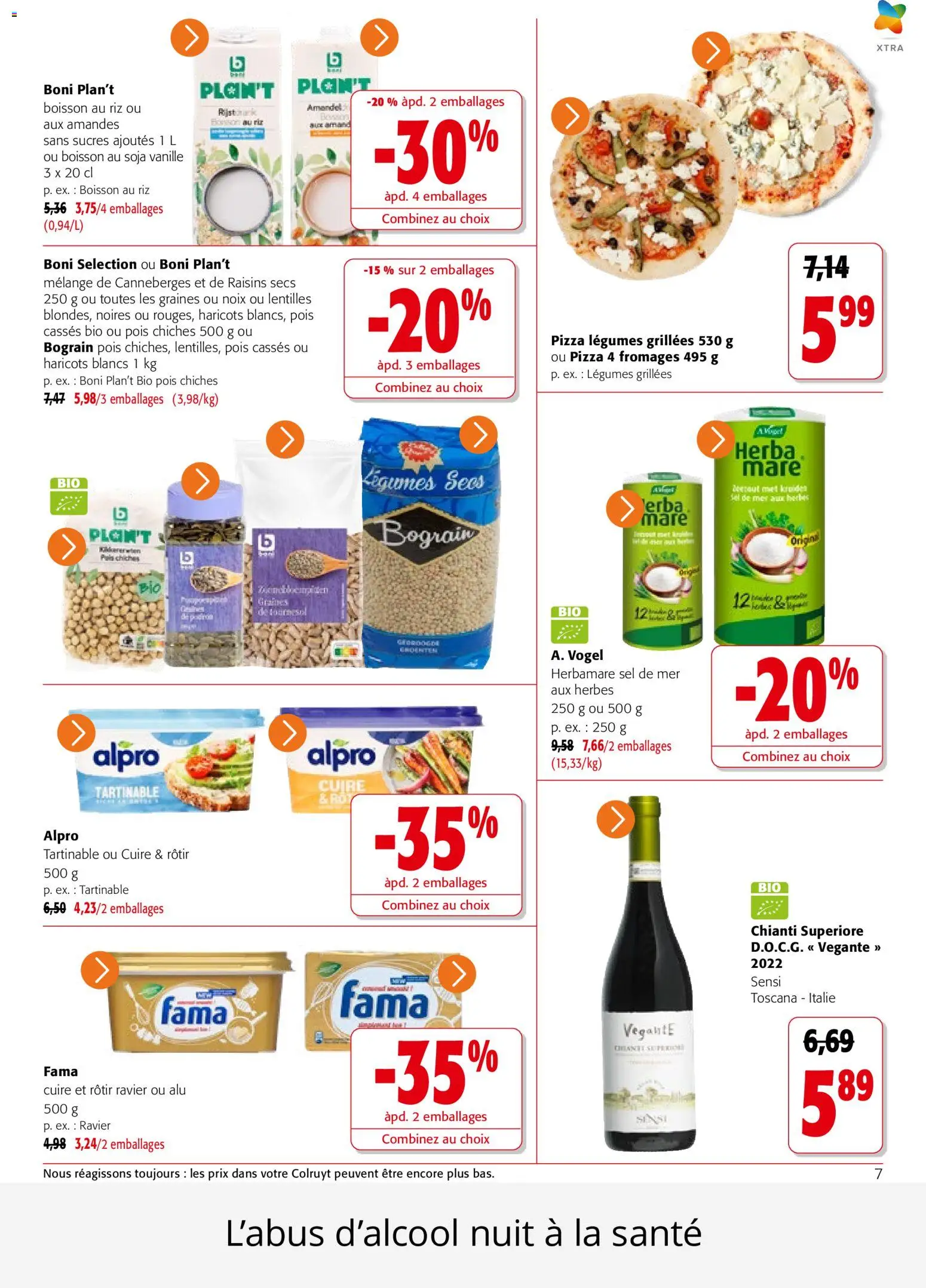 Prévisualisation de Colruyt catalogue du magasin Colruyt formulaire valide 23/09/2026 - Pizza, Boisson, Amandes, Sel, Graines, Pizza 4 fromages, Haricots blancs, Raisins secs