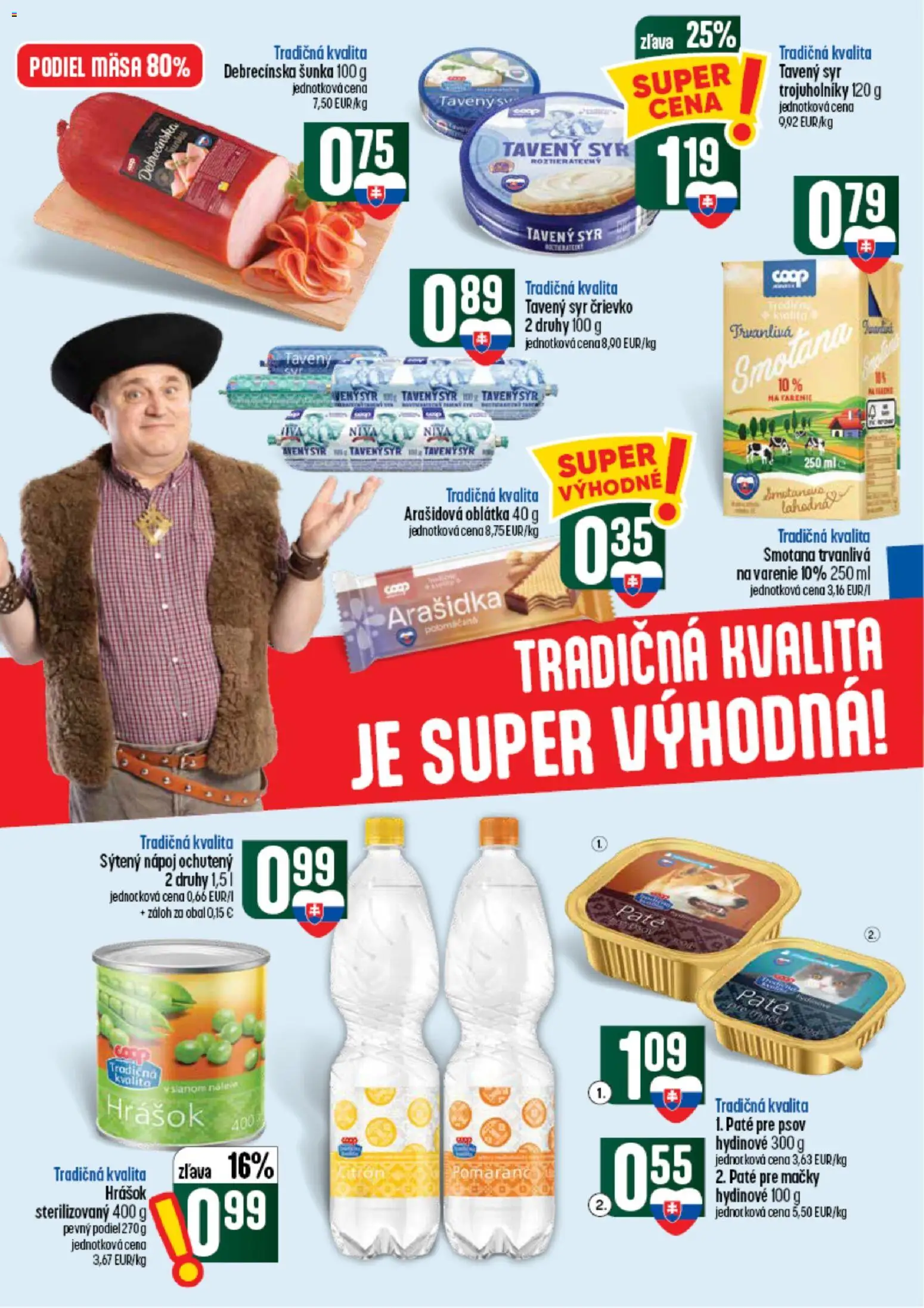 Náhľad COOP Jednota letáku platného od 10.09.2026 - Syr, Šunka, Smotana, Pomaranče, Hrášok, Tavený syr