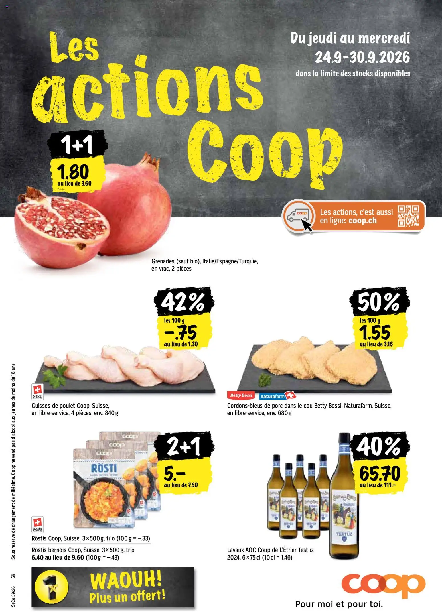 Vorschau des Merkblatts Coop aktionen FR vom Shop Coop gültig von 24.09.2026 bis 30.09.2026