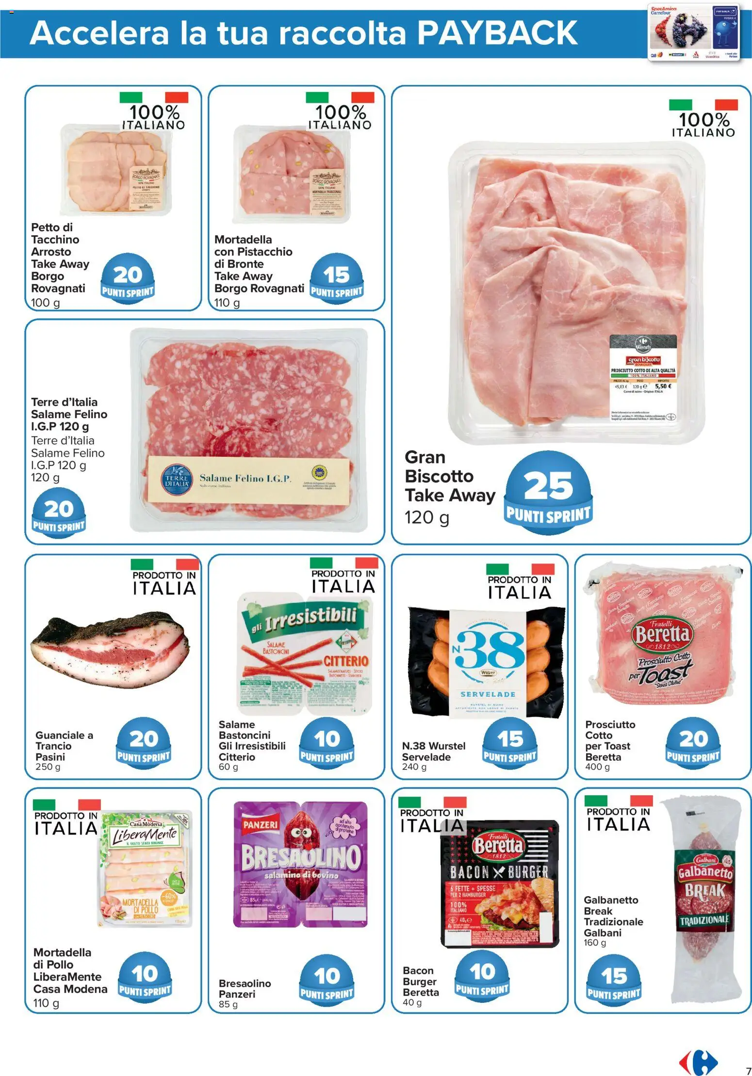Anteprima dell'opuscolo Carrefour volantino Iper - Punti Sprint Payback dal negozio Carrefour valido da 23/10/2026 - Hamburger, Pollo, Carne, Wurstel, Mortadella, Salame, Arrosto, Petto di tacchino