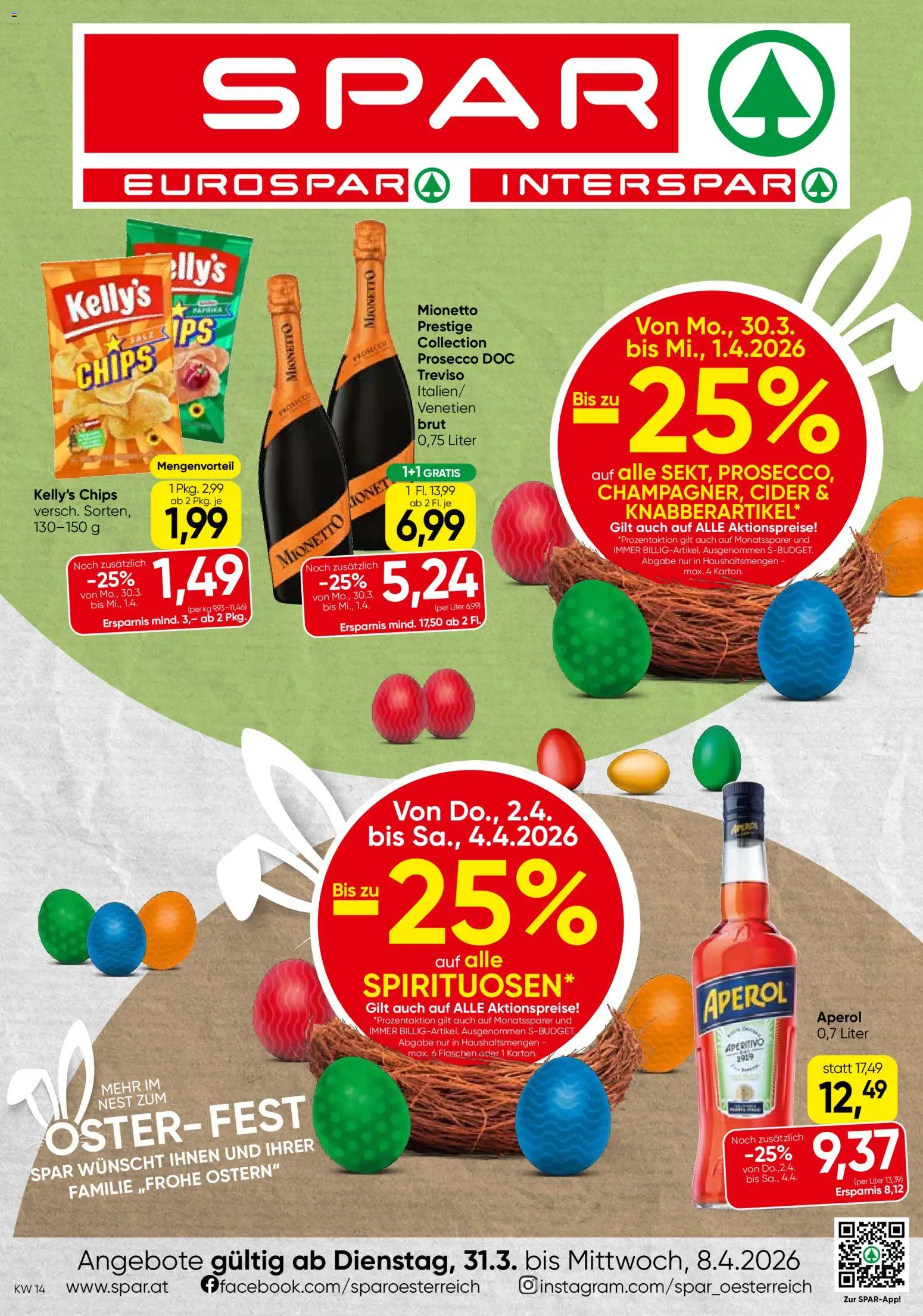 Vorschau der Angebote: Spar Spar Flugblatt - Steiermark gültig ab 31.03.2026 - Aperol, Chips, Prosecco