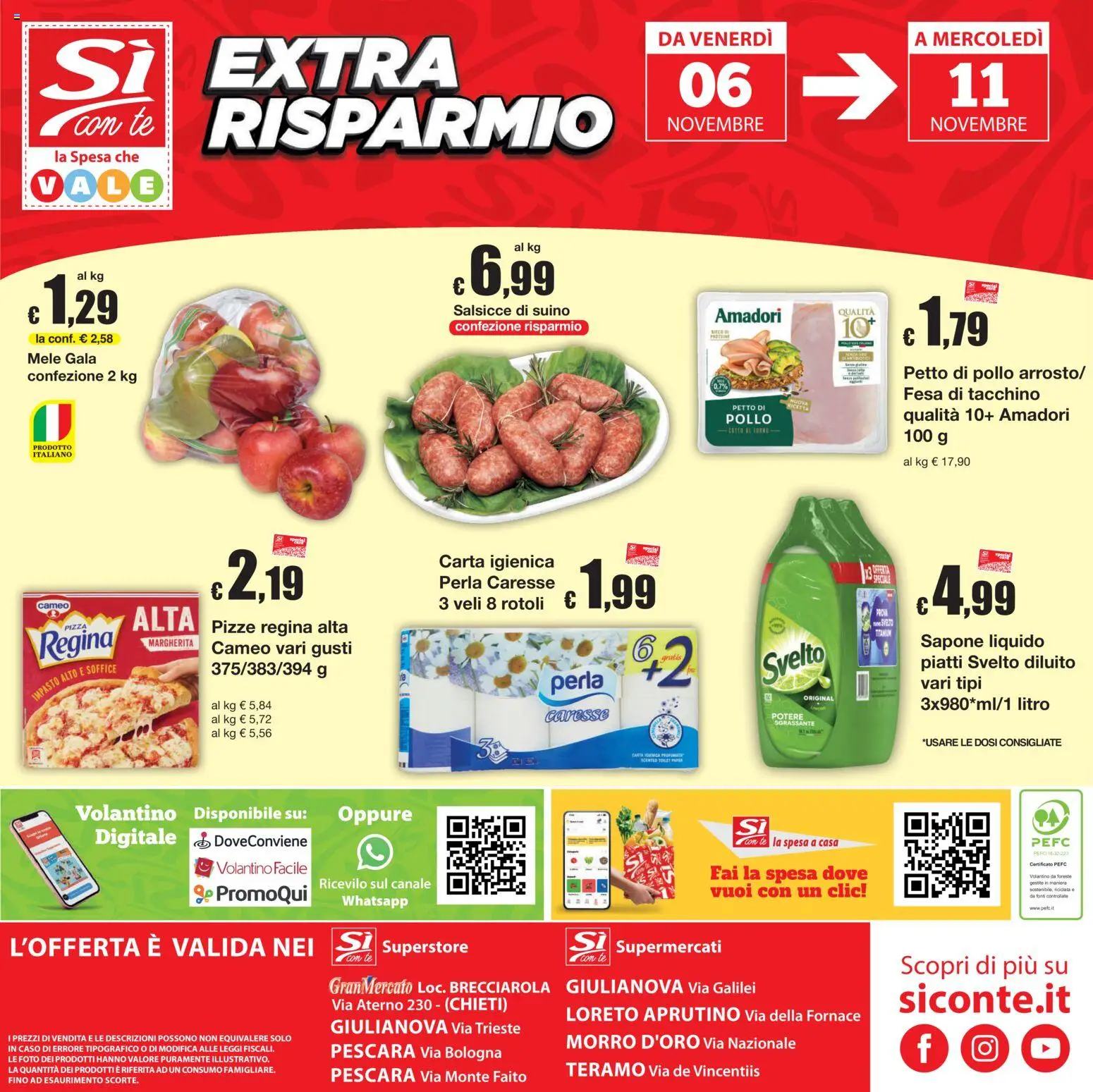 Anteprima dell'opuscolo Sì con Te volantino Superstore, Supermercati dal negozio Sì con Te valido da 29/10/2026 - Pollo, Tacchino, Petto di Pollo, Carta igienica, Impasto, Mele, Sapone, Tè