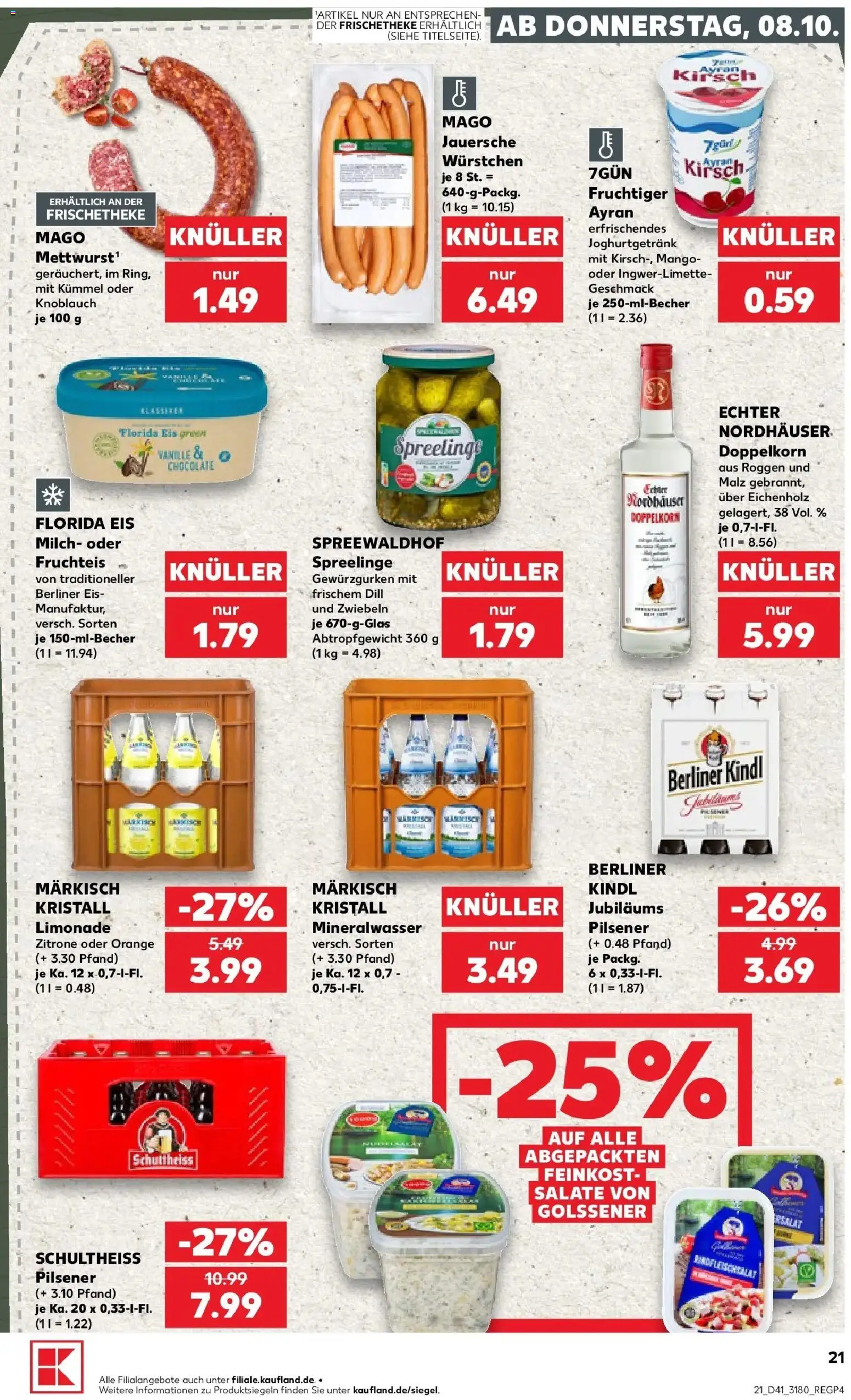 Vorschau von dem Prospekt des Geschäftes Kaufland, gültig ab dem 08.10.2026 - Milch, Berliner, Knoblauch, Zitrone, Dill, Vanille, Limonade, Zwiebeln