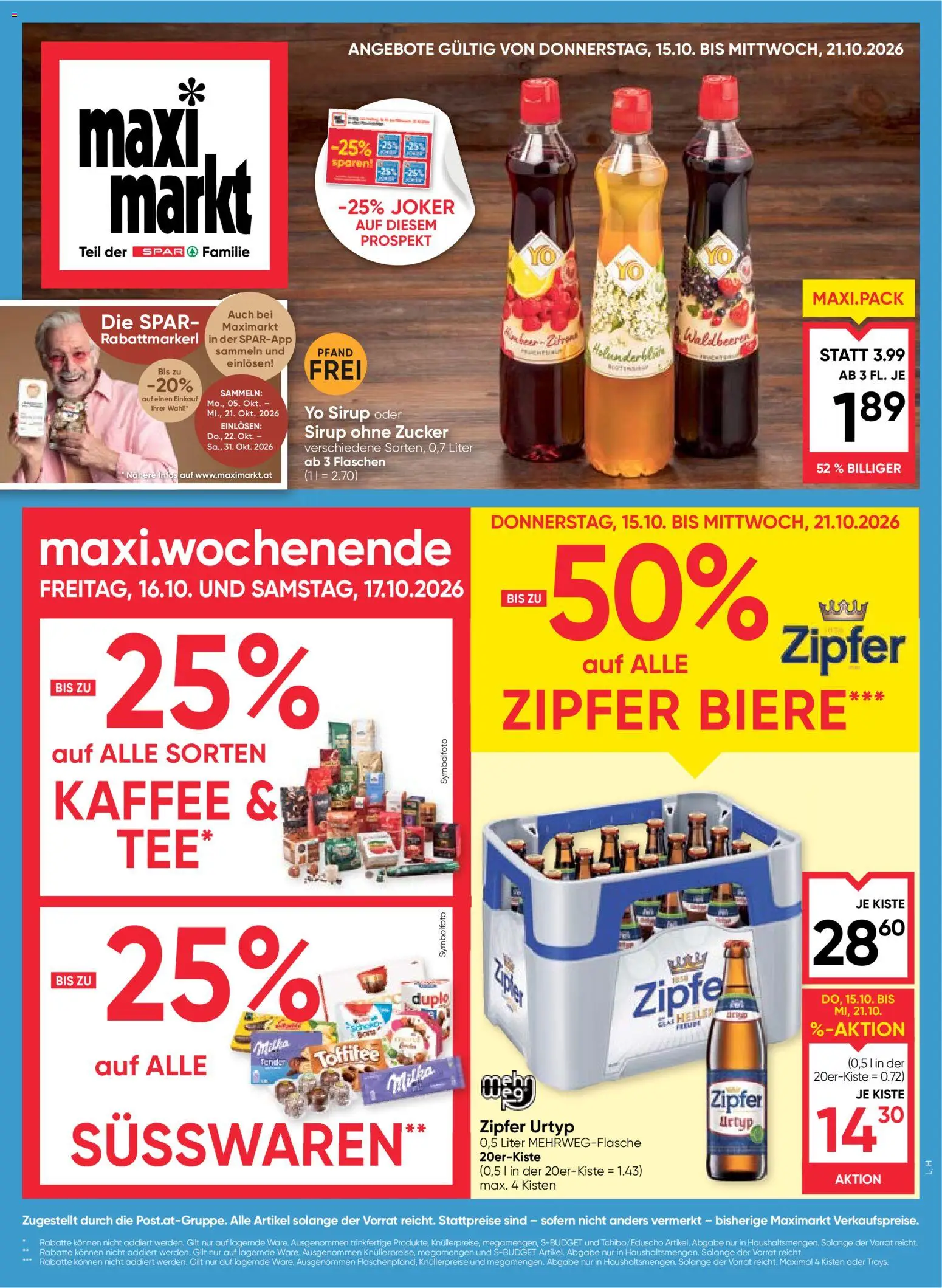 Vorschau der Angebote: Maximarkt Maximarkt Flugblatt gültig ab 15.10.2026 - Kaffee, Zucker, Süßwaren