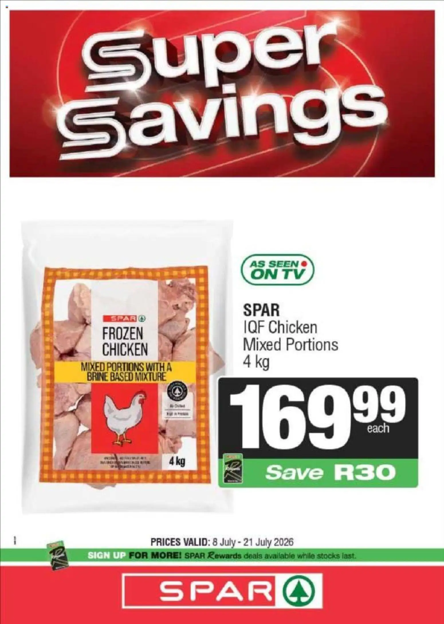 Preview of Superspar flyer valid from 08/07/2026 - TV, Chicken