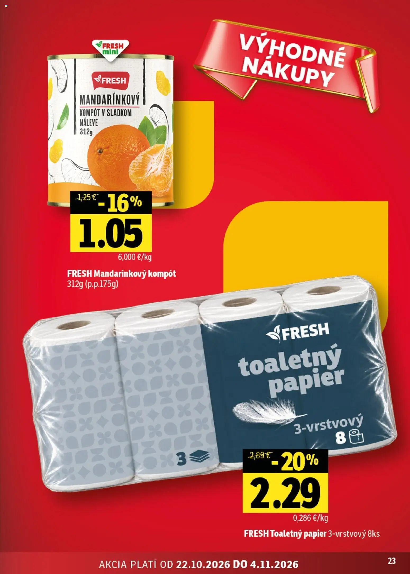 Náhľad Fresh letáku platného od 22.10.2026 - Toaletný papier, Toaletný papier 3vrstvový