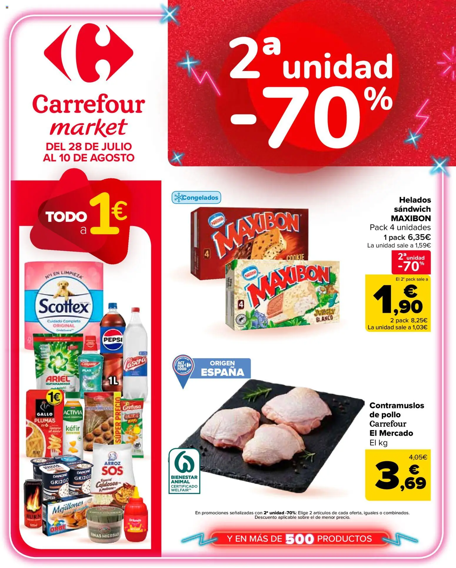 Vista previa del folleto de la tienda Carrefour Market válido desde el 28/07/2026 - Arroz, Hierbas, Pepsi, Kéfir, Quitamanchas, Pollo