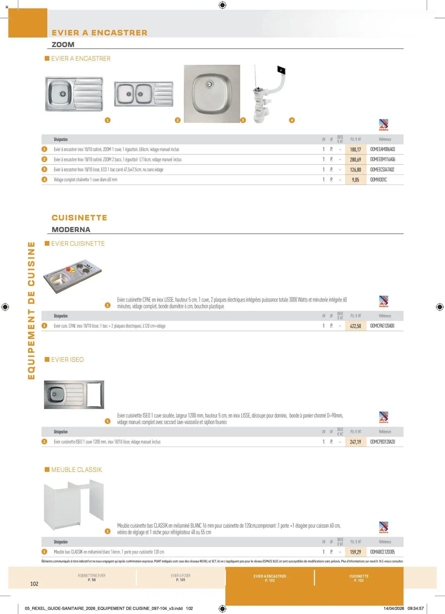 Prévisualisation de Rexel - Brochure Sanitaire du magasin Rexel formulaire valide 20/04/2026 - Meuble, Réfrigérateur, Porte, Panier, Étagère, Meuble bas