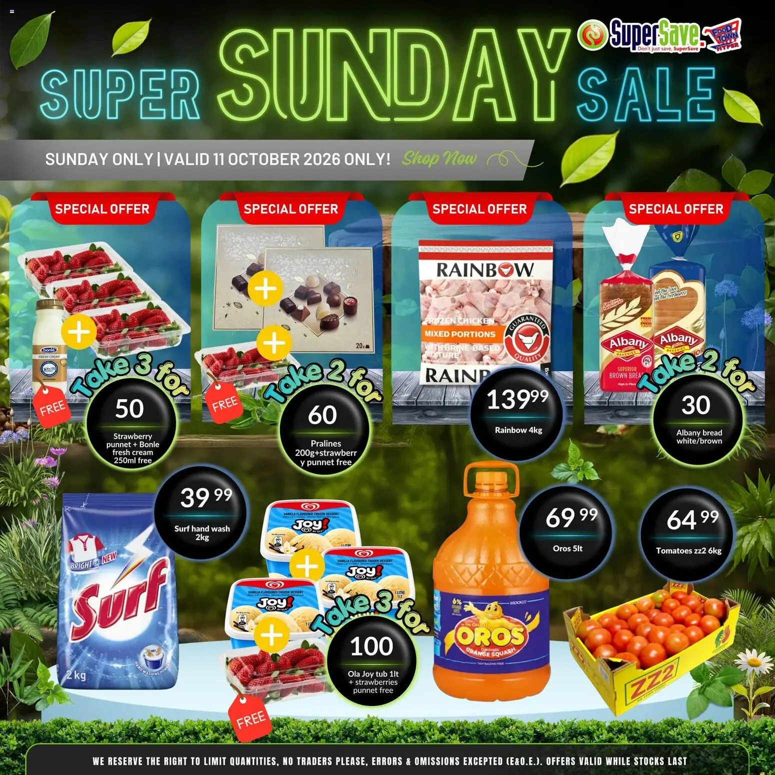 Preview of Super Save flyer valid from 11/10/2026 - Books, Chicken, Dessert, Strawberries, Tomatoes, Squash, Vanilla, Frozen chicken