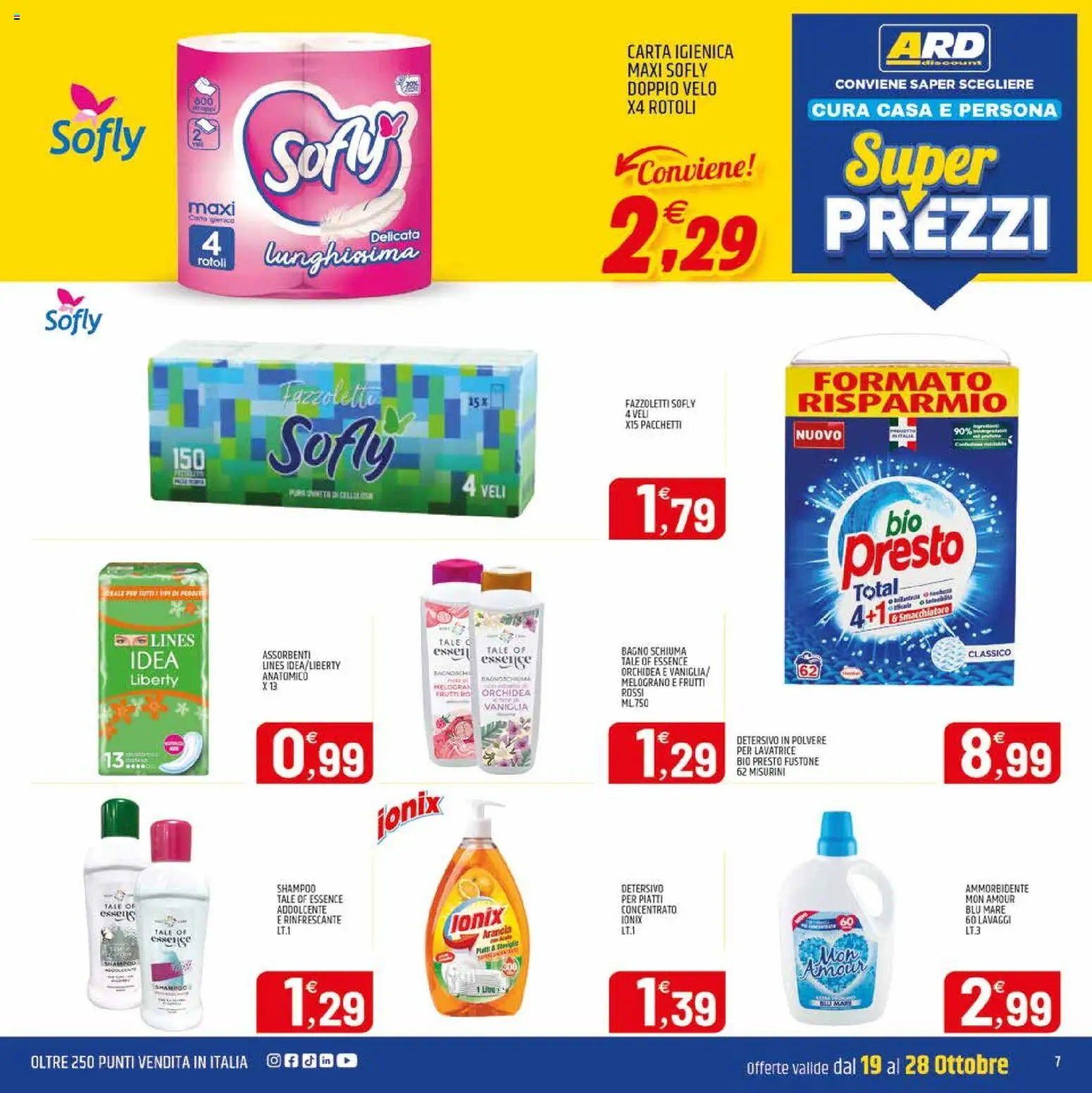 Anteprima dell'opuscolo ARD Discount volantino Sardegna dal negozio ARD Discount valido da 19/10/2026 - Piatti, Shampoo, Carta igienica, Ammorbidente, Vaniglia, Assorbenti, Schiuma, Smacchiatore