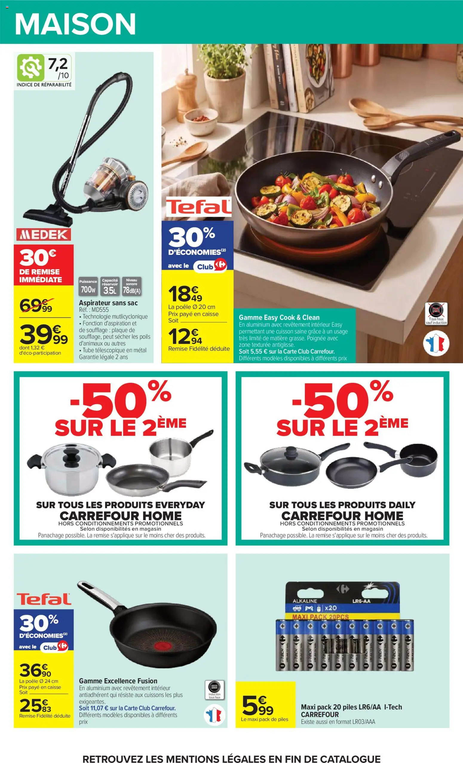 Prévisualisation de Carrefour Petit déjeuner du magasin Carrefour formulaire valide 03/11/2026 - Aspirateur, Sac, Tefal, Poêle, Piles, Aspirateur sans sac