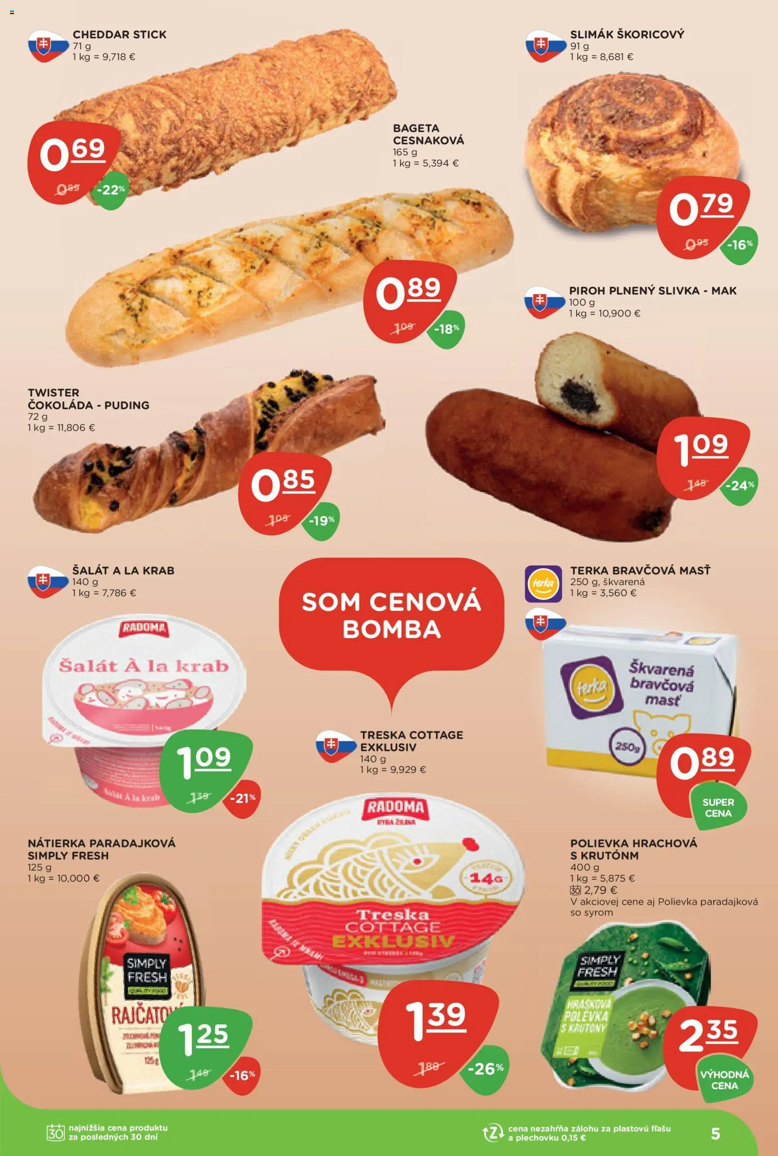 Náhľad Terno letáku platného od 10.09.2026 - Čokoláda, Šalát, Treska, Puding, Bageta, Cheddar, Nátierka, Bravčová masť