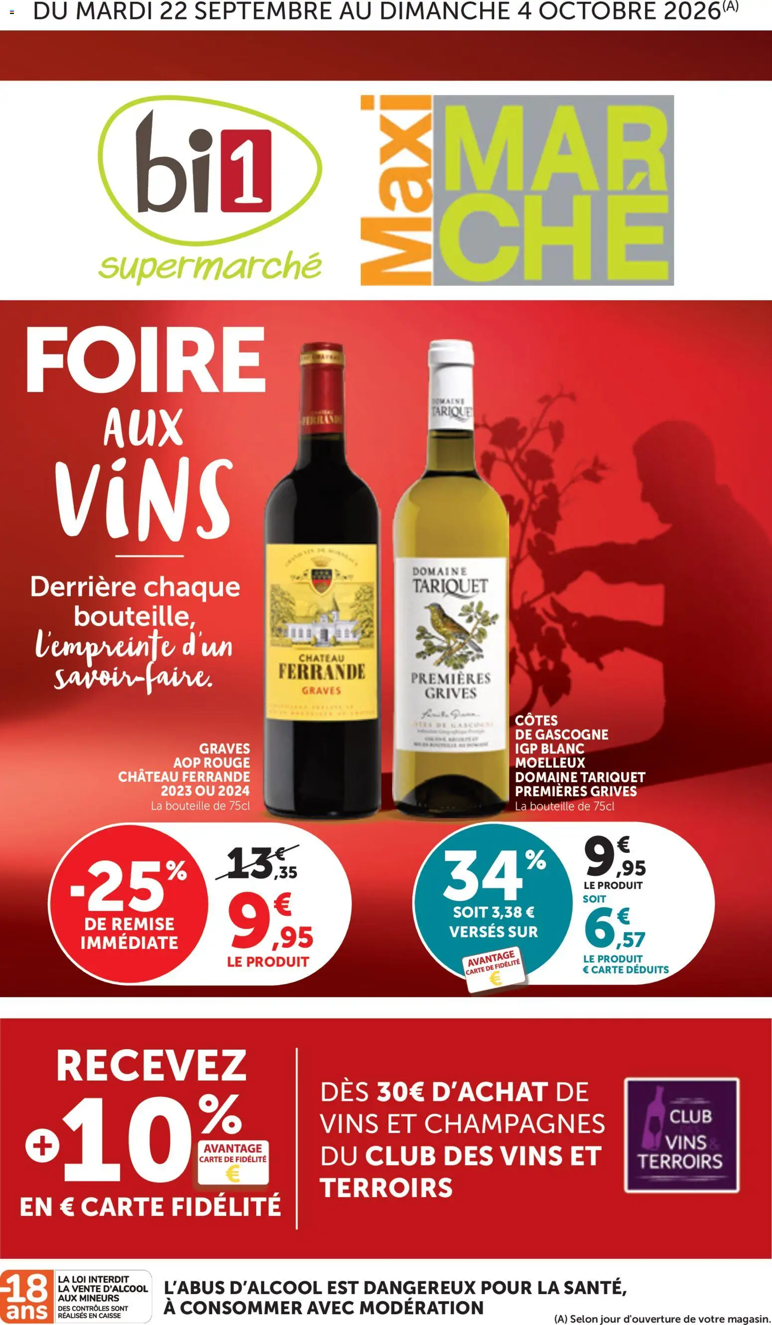Prévisualisation de bi1 Foire aux vins Maxi marché du magasin bi1 formulaire valide 22/09/2026 - Bouteille