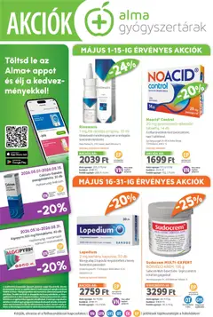 Alma Gyógyszertárak - Alma Gyógyszertárak akciós újság megtekintése, amely érvényes 2026.05.01.-től