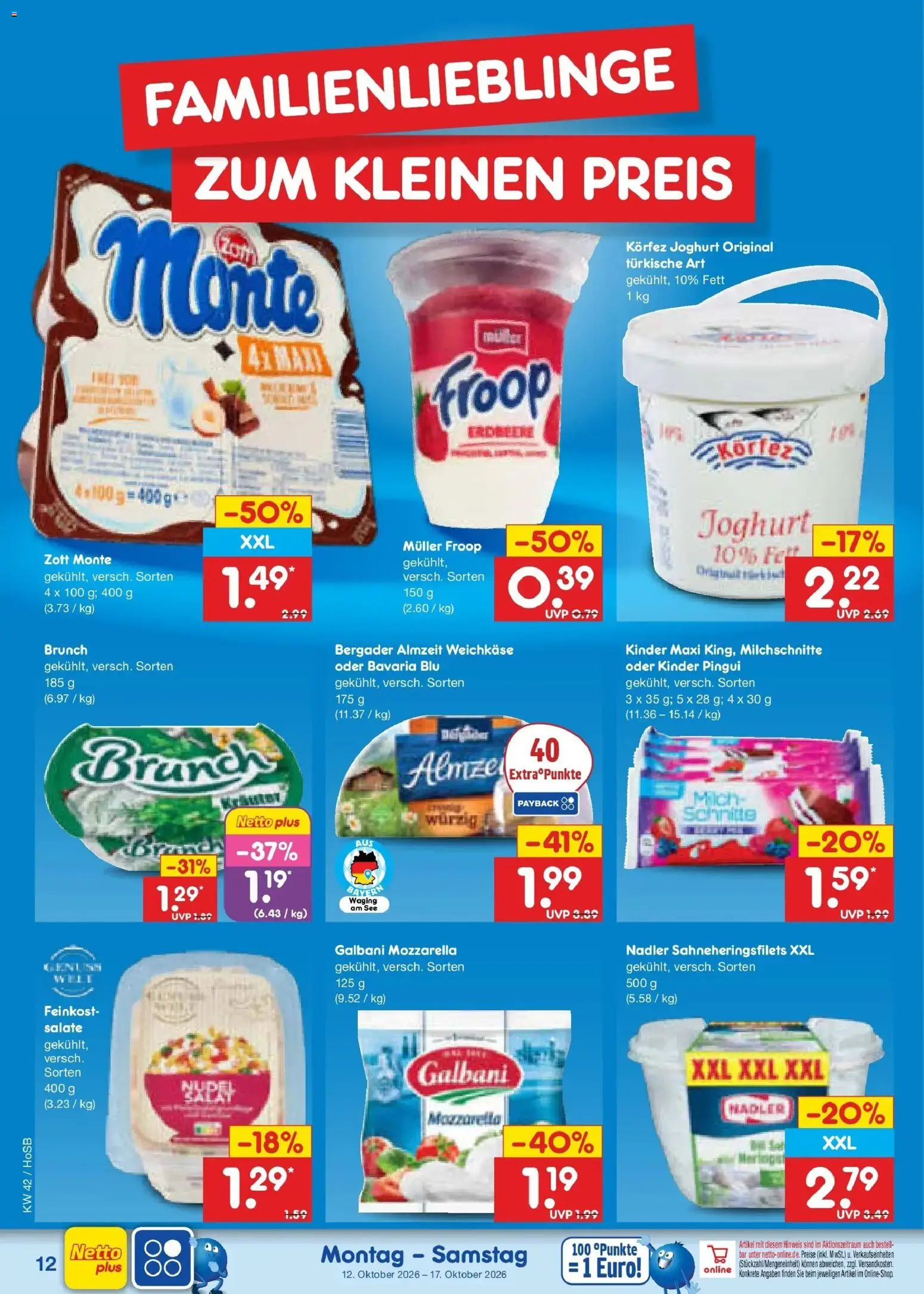 Vorschau von dem Prospekt des Geschäftes Netto Marken-Discount, gültig ab dem 12.10.2026 - Joghurt, Mozzarella, Milch, Froop