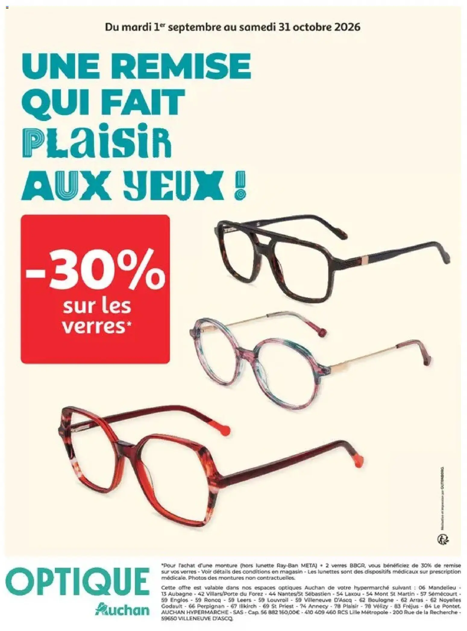 Prévisualisation de Auchan Ménage rentrée hypers du magasin Auchan formulaire valide 08/09/2026 - Lunettes, Verres