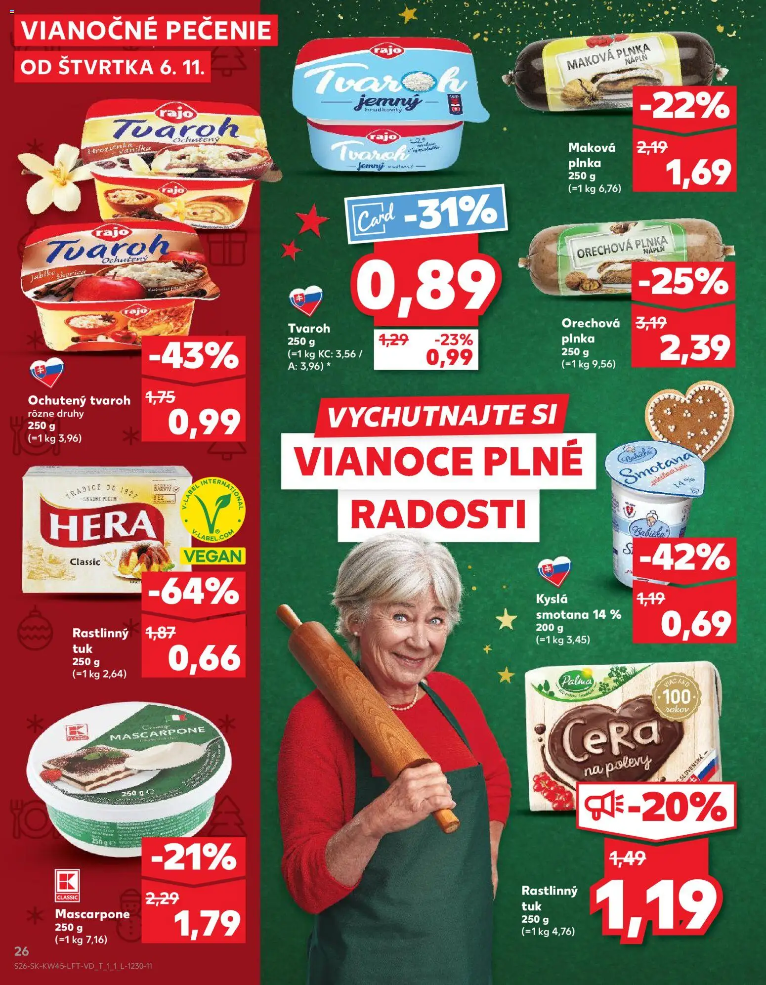 Náhľad Kaufland letáku platného od 06.11.2025 - Tvaroh, Mascarpone, Kyslá smotana, Hera, Smotana