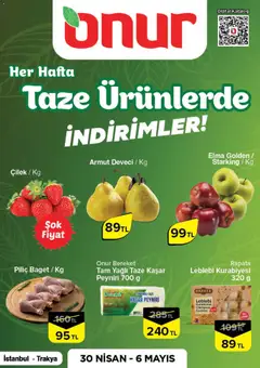 Onur Market Onur Market - Taze Ürünlerde İndirimler - İstanbul & Trakya 30.04.2026 - Broşürünün önizlemesi