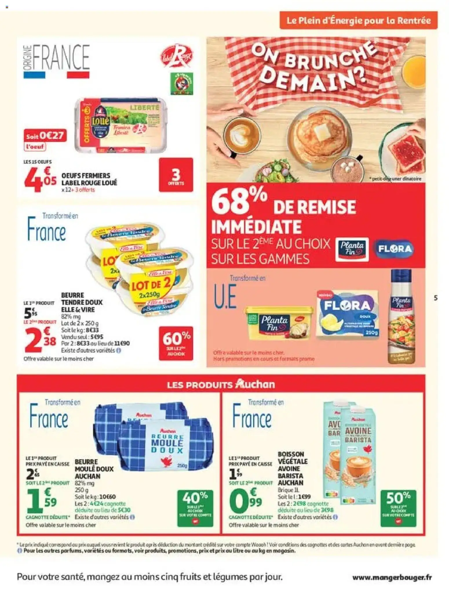 Prévisualisation de Auchan Ménage rentrée hypers du magasin Auchan formulaire valide 08/09/2026 - Lit, Fruits, Œufs, Boisson, Beurre, Brique