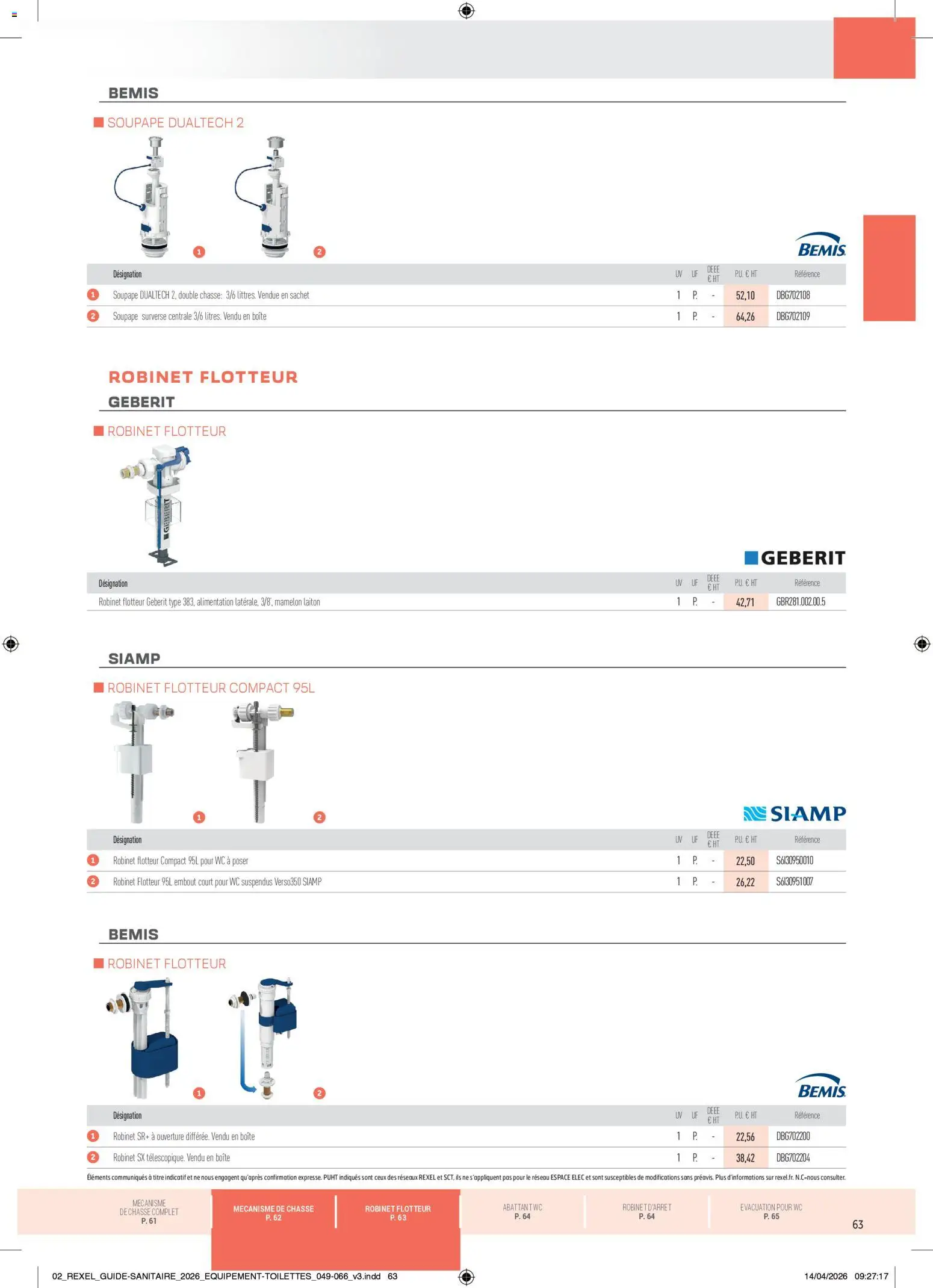 Prévisualisation de Rexel - Brochure Sanitaire du magasin Rexel formulaire valide 20/04/2026 - Alimentation, Robinet