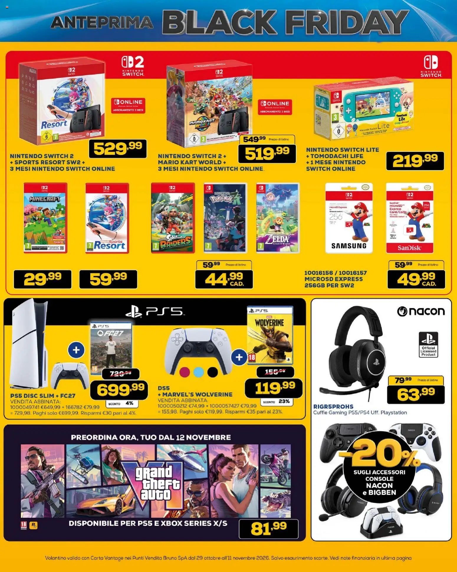 Anteprima dell'opuscolo BRUNO Black Friday ML dal negozio BRUNO valido da 29/10/2026 - Samsung, Playstation, Xbox, Cuffie