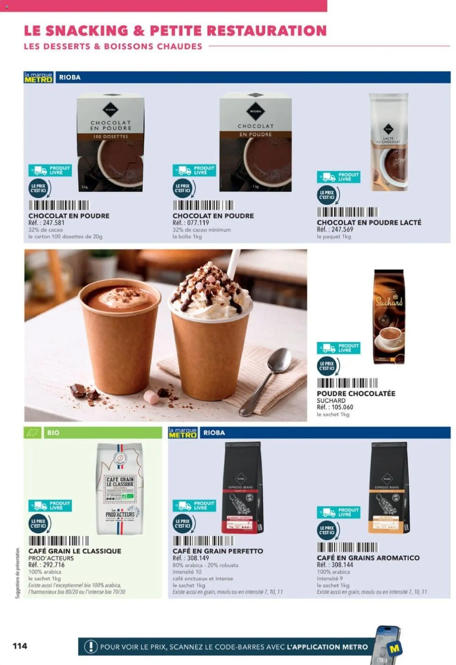 Prévisualisation de Boulangers Pâtissiers du magasin METRO formulaire valide 30/04/2026 - Café, Chocolat, Livre, Cacao, Poudre, Chocolat en poudre, Boissons, Café grain