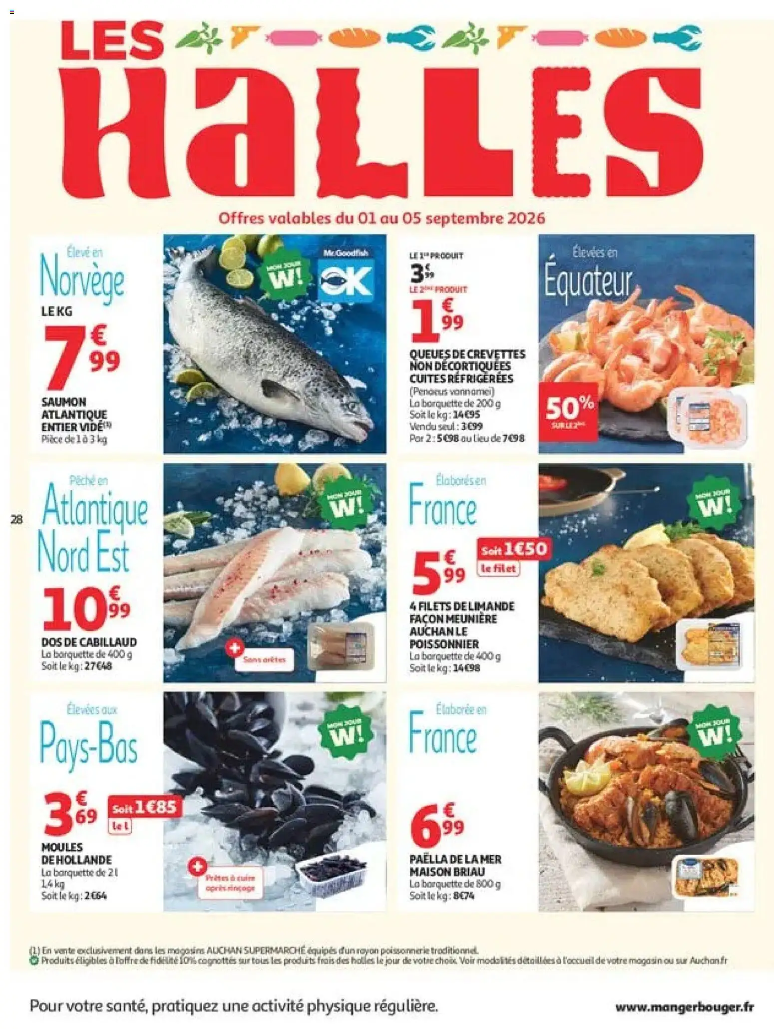 Prévisualisation de Auchan Tops rentrée supers du magasin Auchan formulaire valide 01/09/2026 - Moules, Pêche, Saumon, Frites, Crevettes, Filets de limande, Moules de hollande, Saumon atlantique entier vide