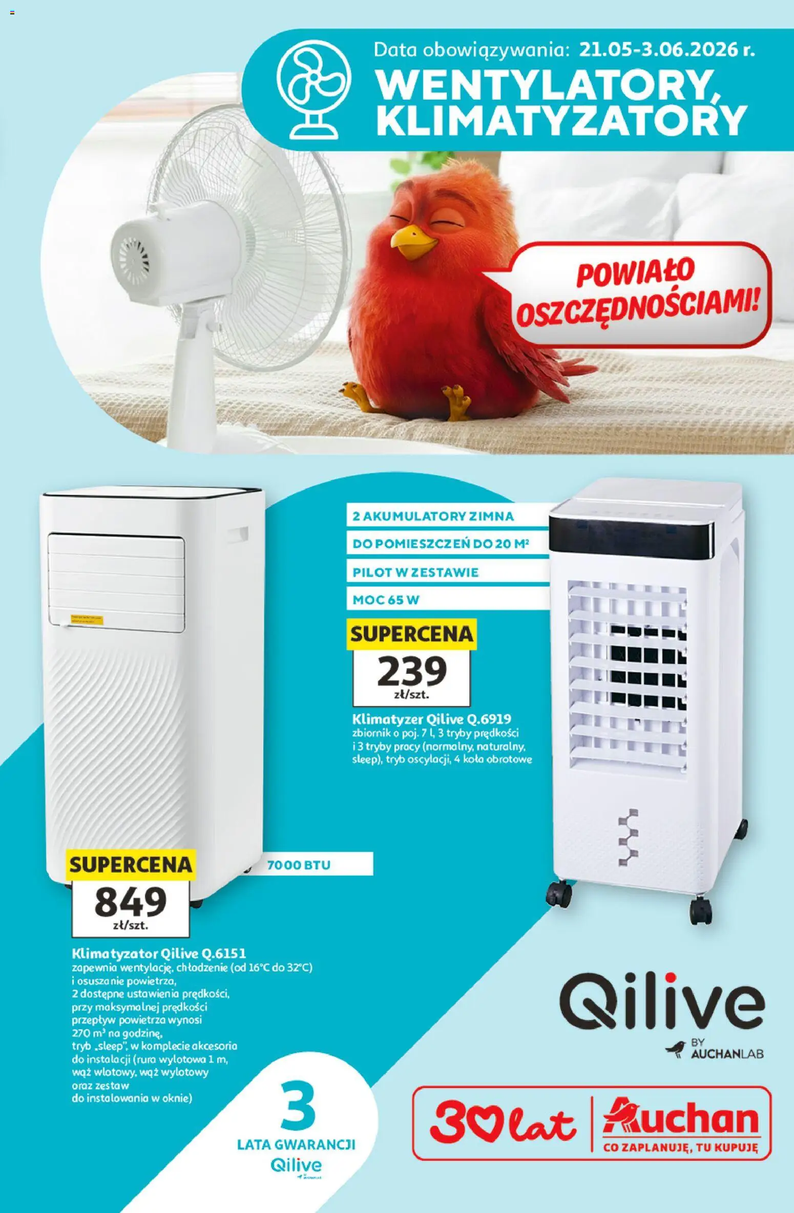 Pogląd gazetki "Auchan gazetka - Wentylatory Hipermarket" ze sklepu Auchan ważnej od 21.05.2026