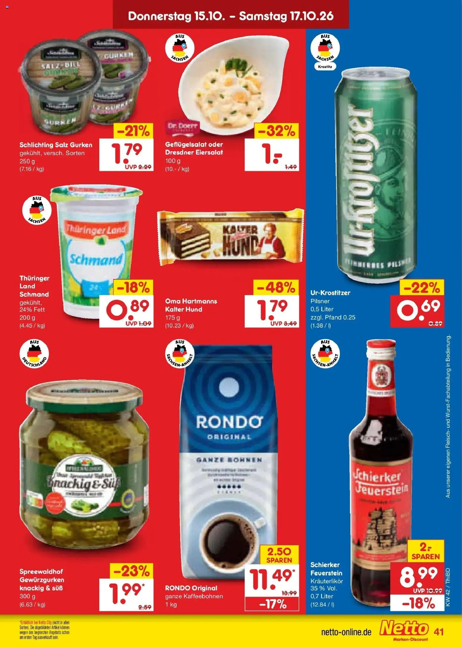 Vorschau von dem Prospekt des Geschäftes Netto Marken-Discount, gültig ab dem 12.10.2026 - Fleisch, Gurken, Salz