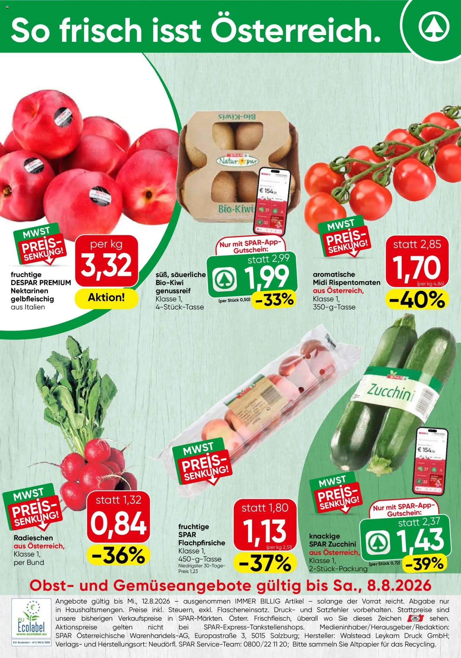 Vorschau der Angebote: Spar Spar Obst & Gemüse gültig ab 03.08.2026