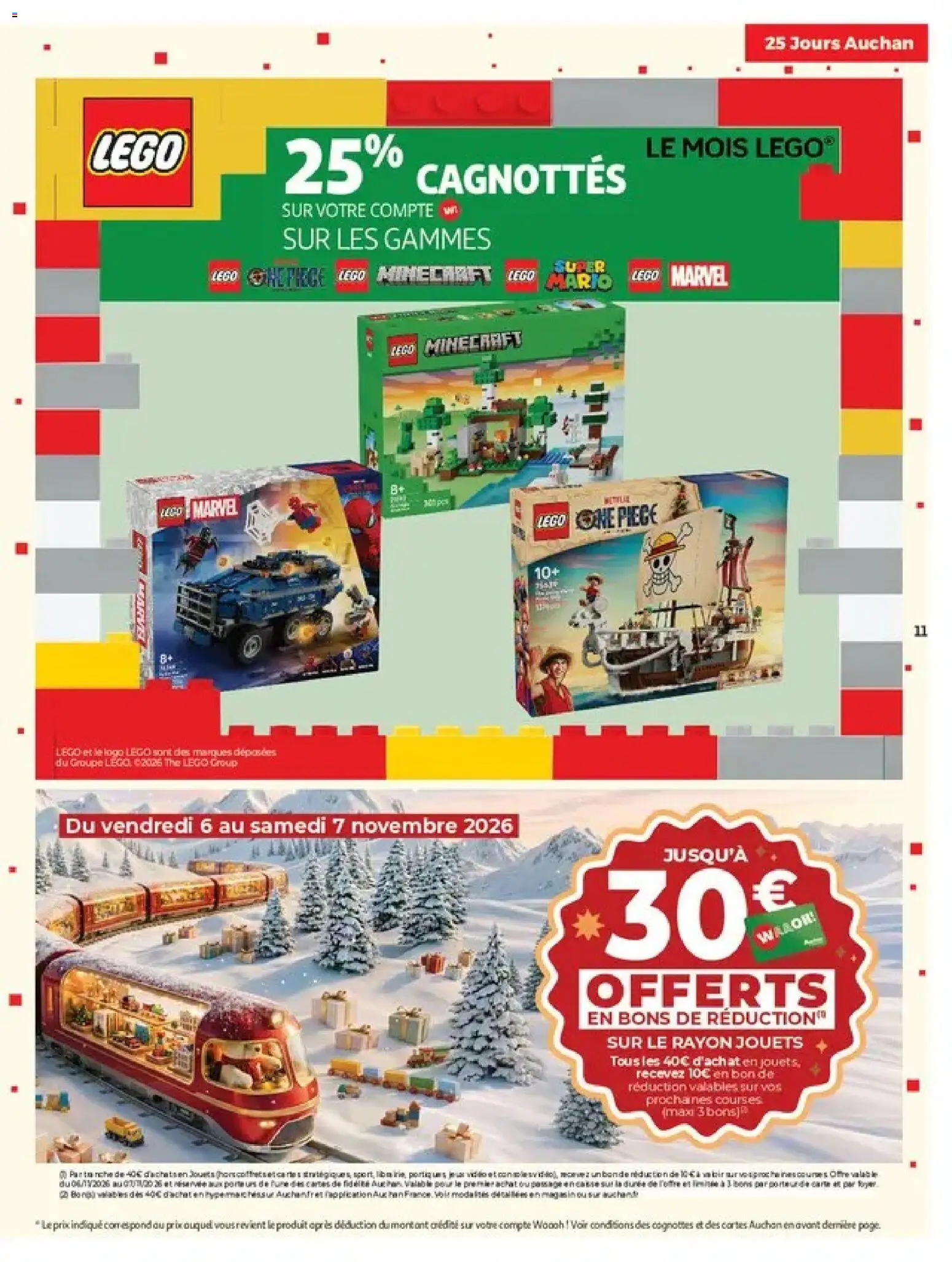 Prévisualisation de Auchan 25 jours 2 hypers du magasin Auchan formulaire valide 03/11/2026 - Jouets, Thé, Légo