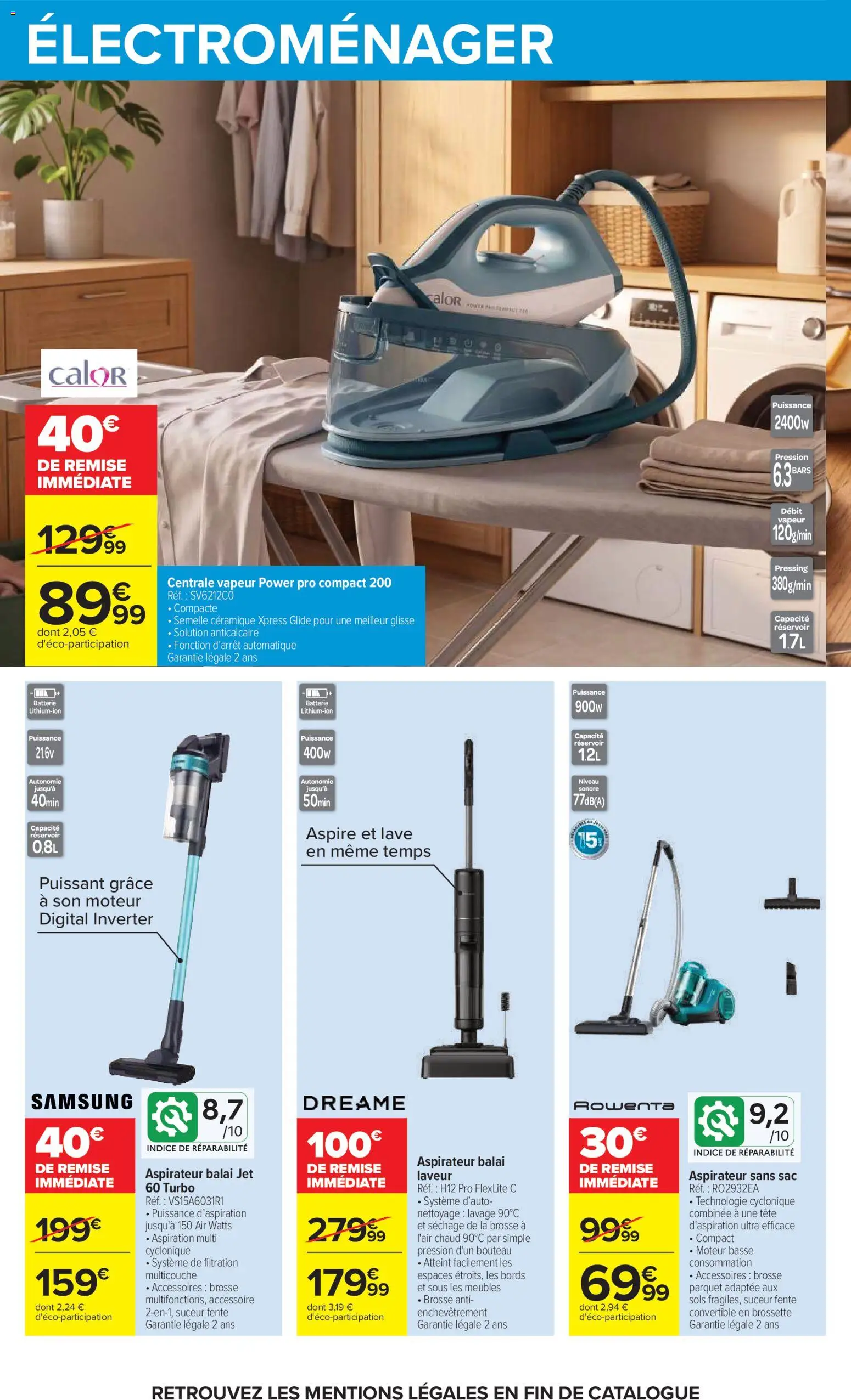 Prévisualisation de Carrefour Vos promos du quotidien du magasin Carrefour formulaire valide 27/10/2026 - Sac, Aspirateur balai, Batterie, Parquet, Centrale vapeur, Balai, Aspirateur sans sac, Brosse