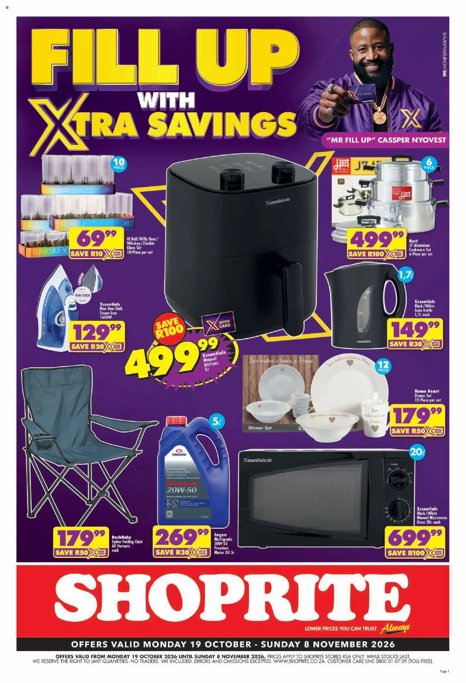 Preview of Shoprite flyer valid from 19/10/2026 - Microwave, Kettle, Iron, Chair, Whiskey, Oil, Oven, Cookware
