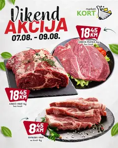 Pregled letka Kort Marketi vikend akcija trgovine Kort Marketi vrijedi od 07.08.2026