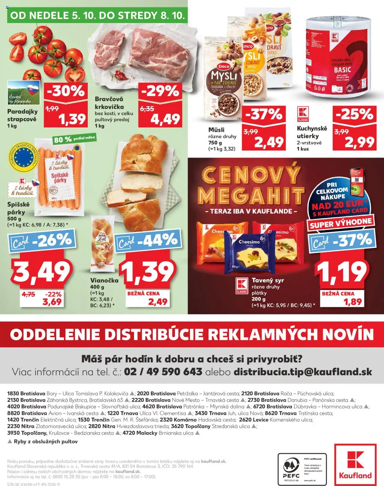 Náhľad Kaufland letáku platného od 02.10.2025 - Syr, Čokoláda, Ryby, Paradajky, Krkovička, Kuchynské utierky, Vianočka, Bravčová krkovička
