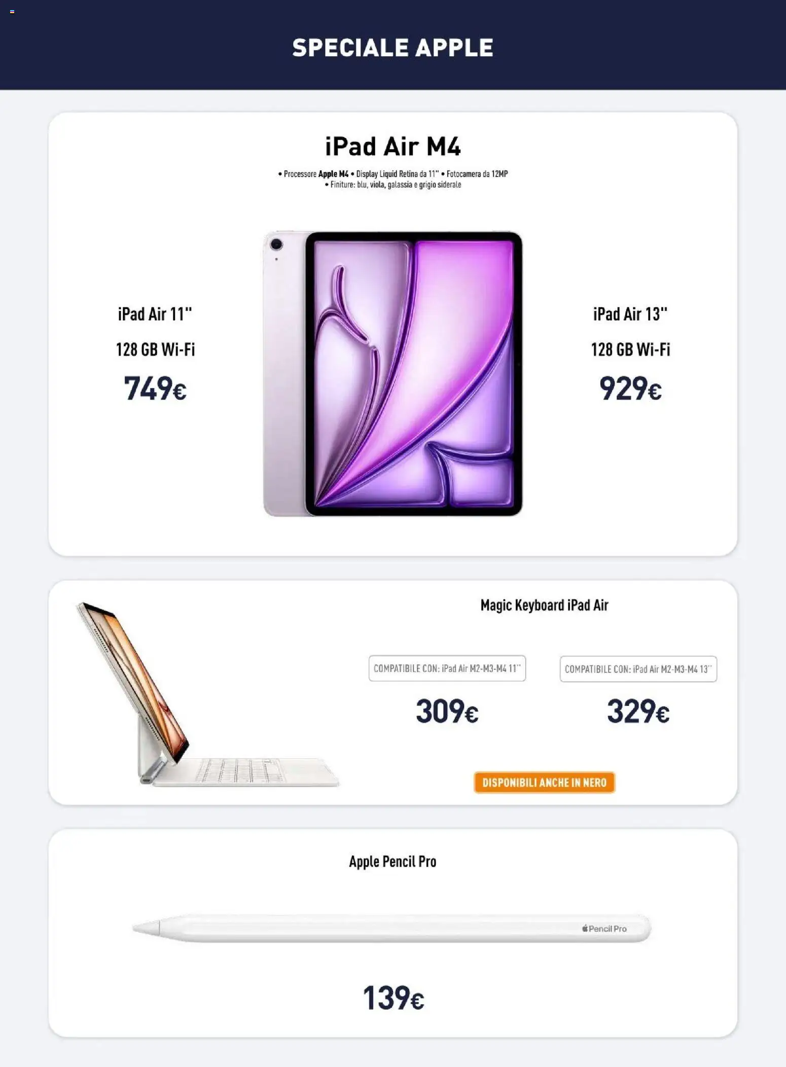 Anteprima dell'opuscolo Unieuro volantino Apple dal negozio Unieuro valido da 23/10/2026 - Ipad, Fotocamera