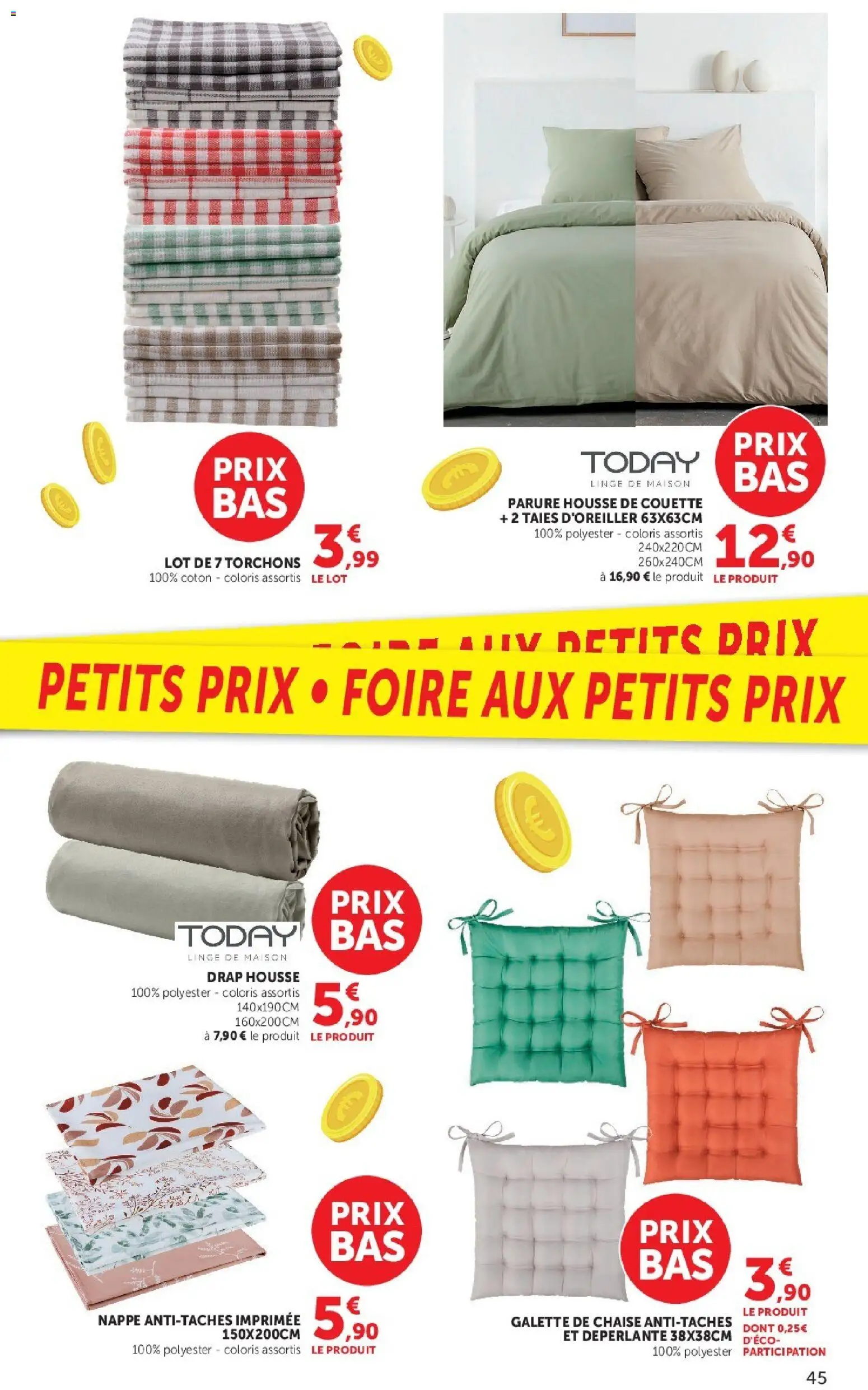 Prévisualisation de Super U catalogue du magasin Super U formulaire valide 08/09/2026 - Chaise, Housse de couette, Drap housse, Couette, Coton, Nappe, Galette de chaise, Torchons