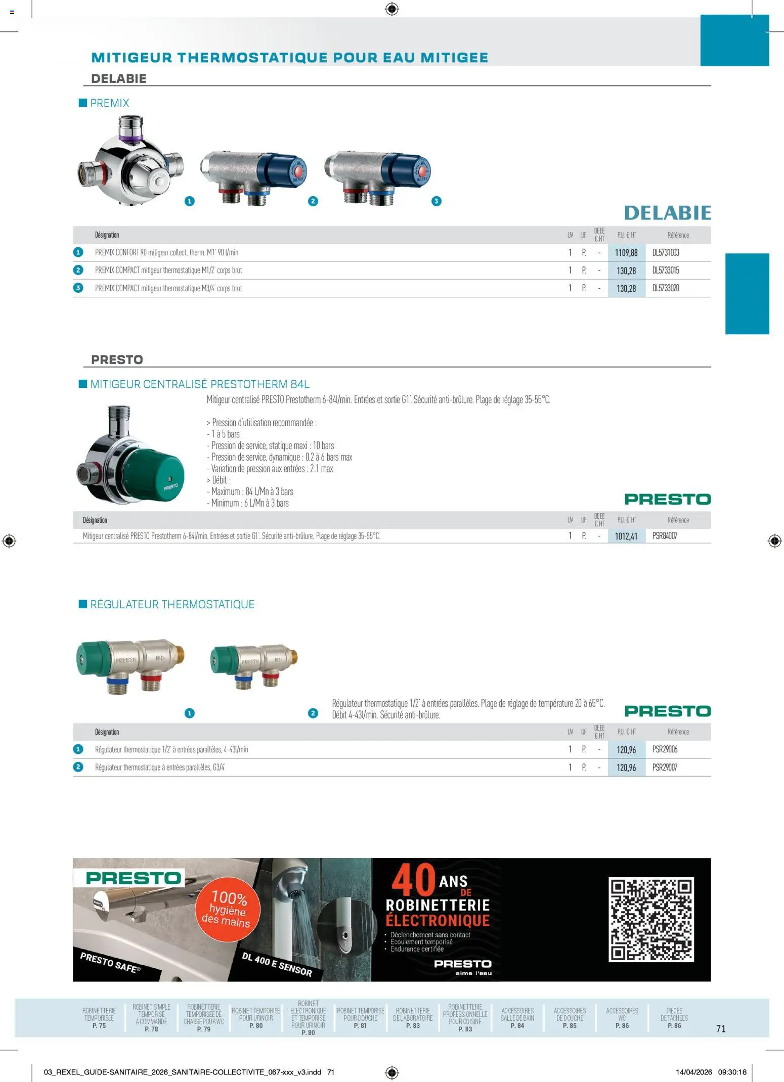 Prévisualisation de Rexel - Brochure Sanitaire du magasin Rexel formulaire valide 20/04/2026 - Douche, Robinet, Hygiène, Mitigeur thermostatique
