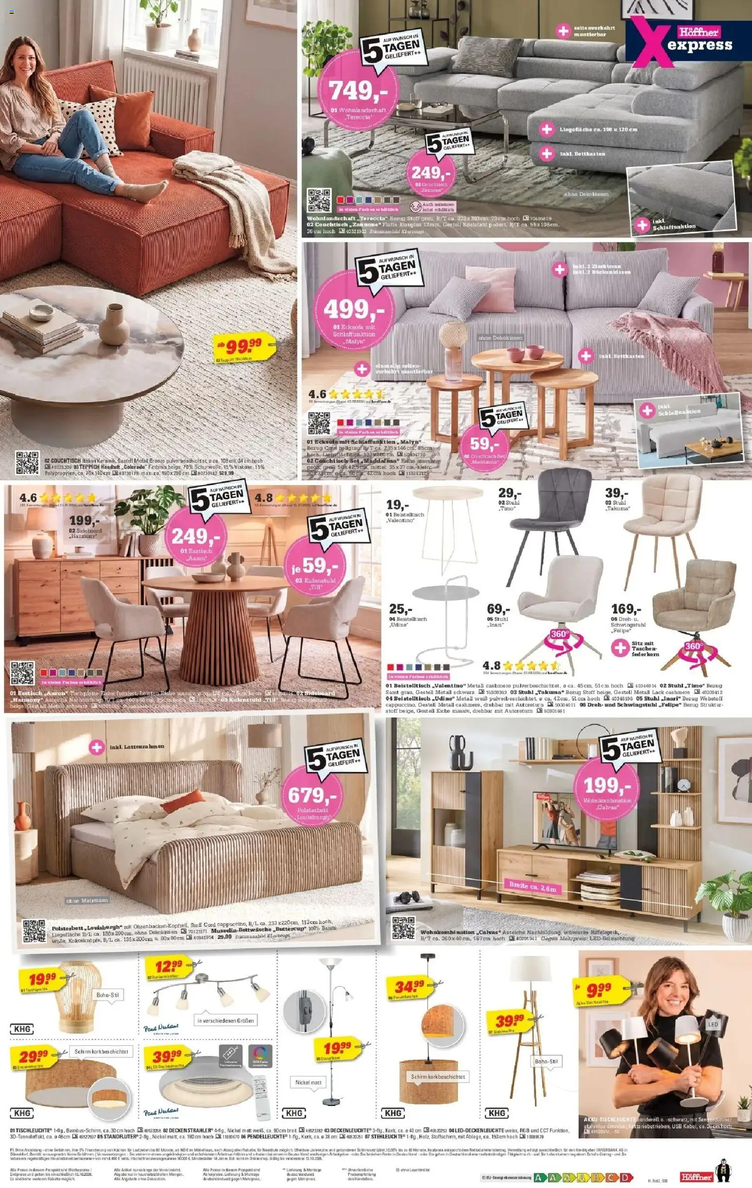 Vorschau von dem Prospekt des Geschäftes Höffner, gültig ab dem 30.09.2026 - Teppich, Sideboard, Esstisch, Ecksofa, Stuhl, Tür, USB, Polsterbett