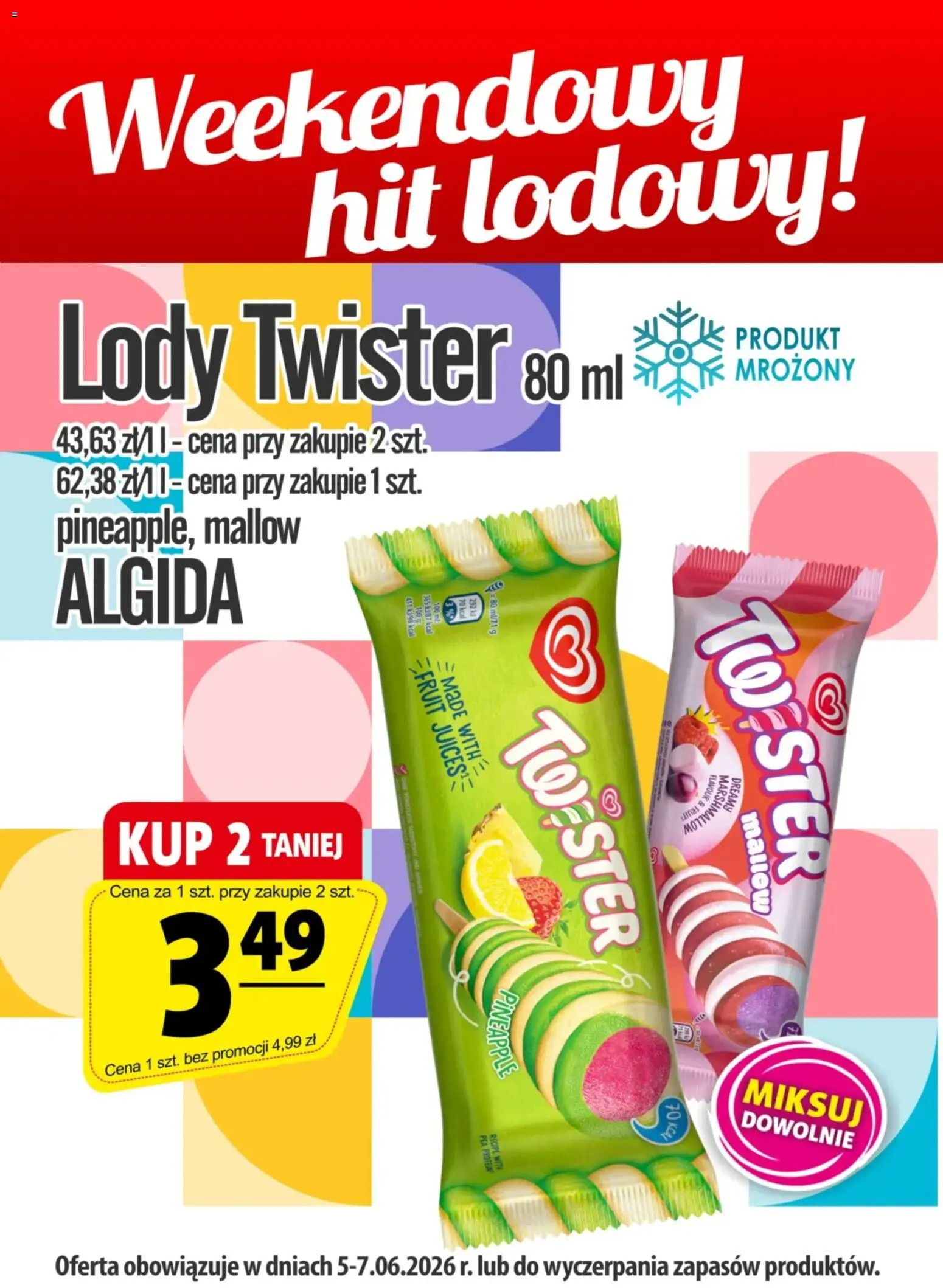 Pogląd gazetki "Prim Market promocja - Lody Twister Algida" ze sklepu Prim Market ważnej od 05.06.2026 - Lody, Lody twister