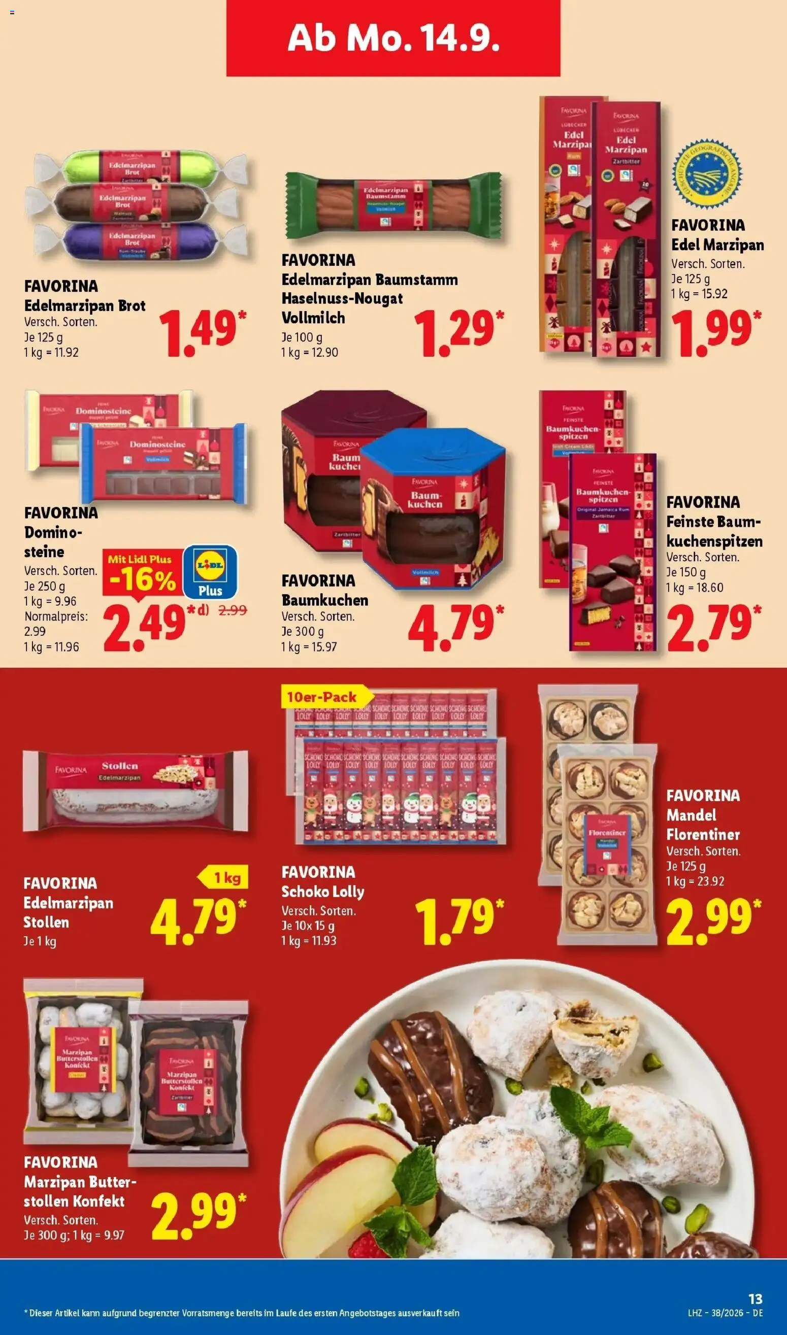 Vorschau von dem Prospekt des Geschäftes Lidl, gültig ab dem 14.09.2026 - Kuchen, Butter, Brot