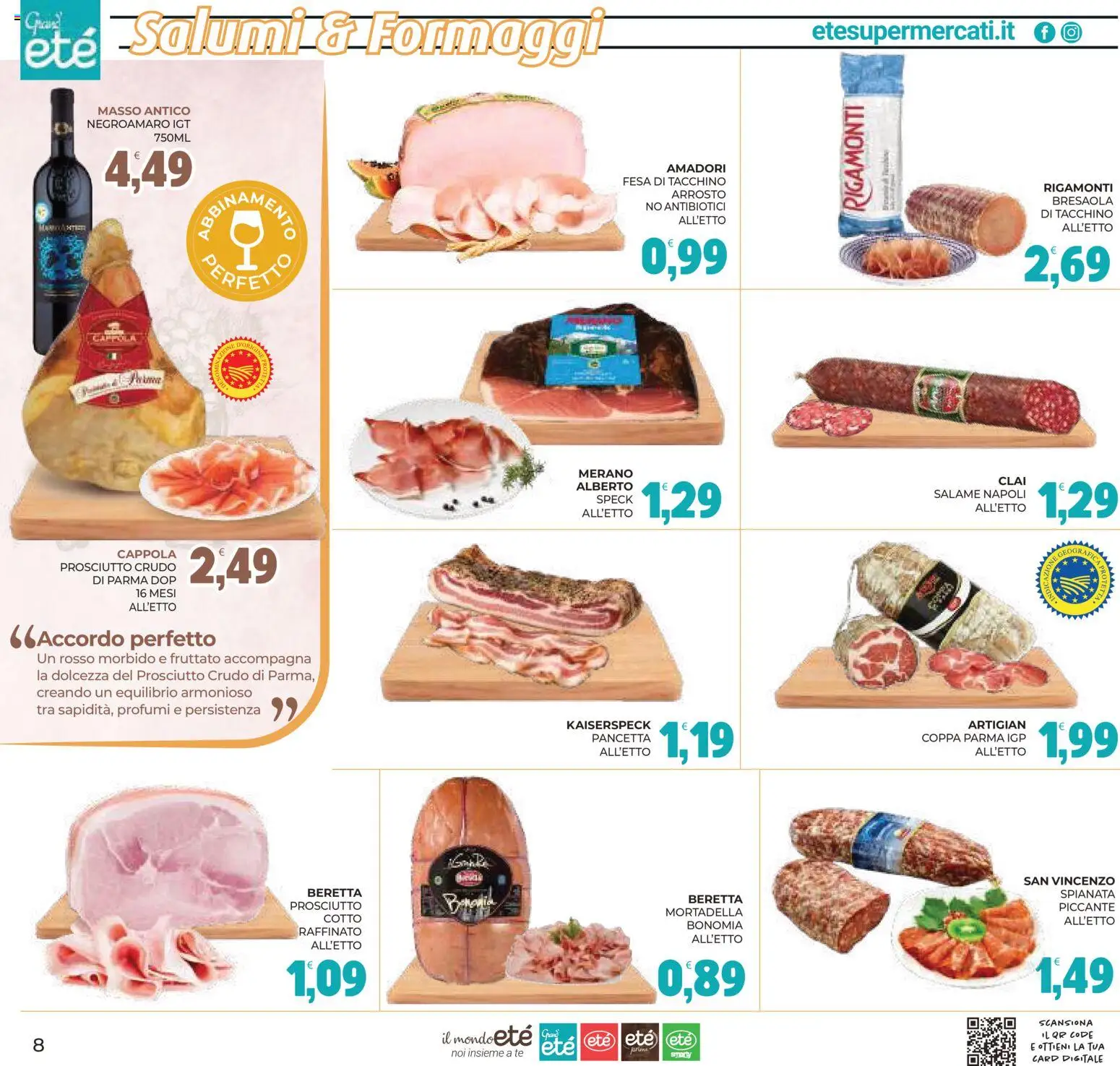 Anteprima dell'opuscolo Eté volantino Grandeté dal negozio Eté valido da 23/10/2026 - Bresaola, Tacchino, Mortadella, Speck, Prosciutto Crudo, Pancetta, Arrosto, Tè