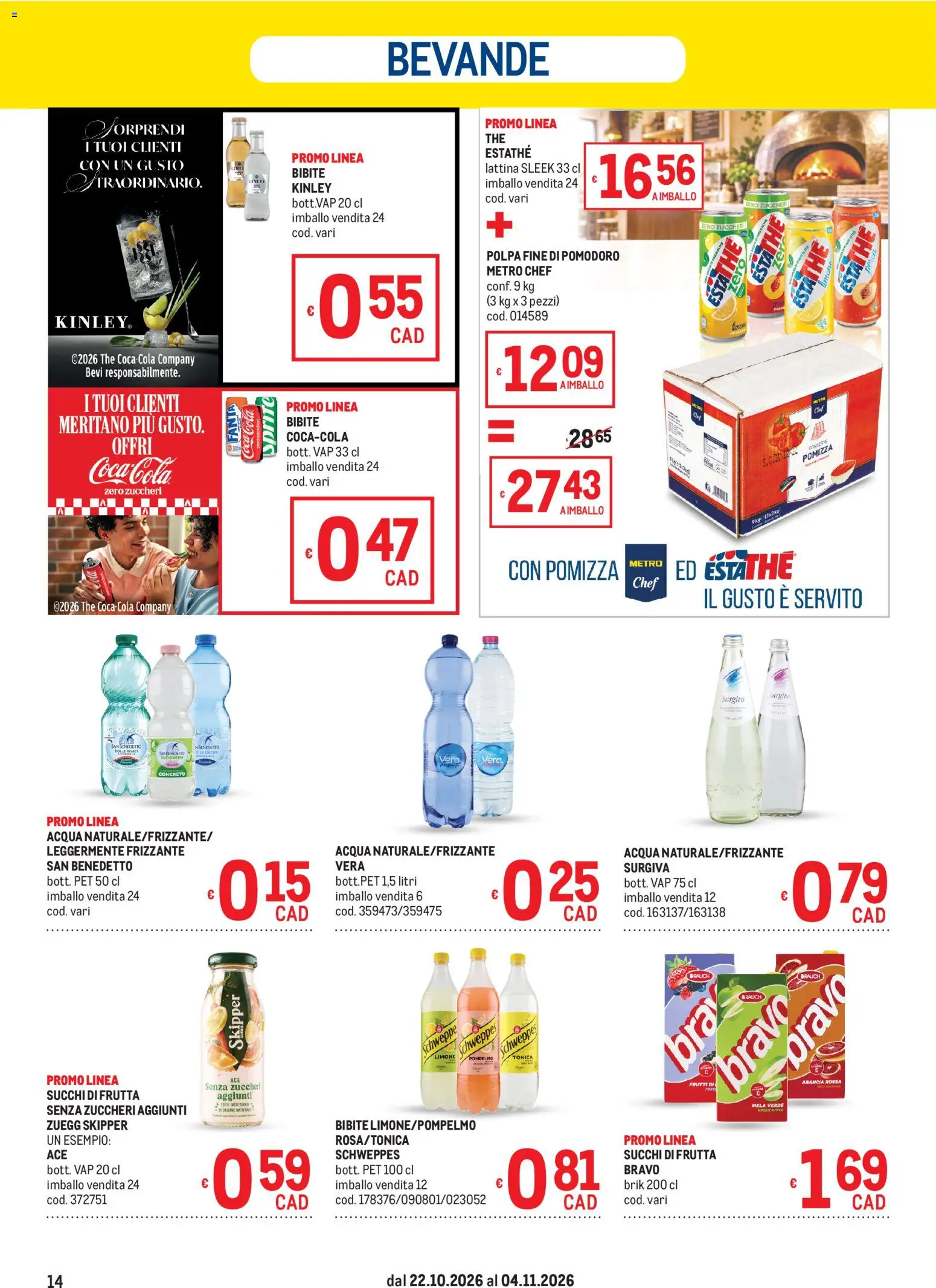 Anteprima dell'opuscolo Metro volantino dal negozio Metro valido da 22/10/2026 - The, Limone, Frutta, Pompelmo, Fanta, Sprite, Bevande, Bibite
