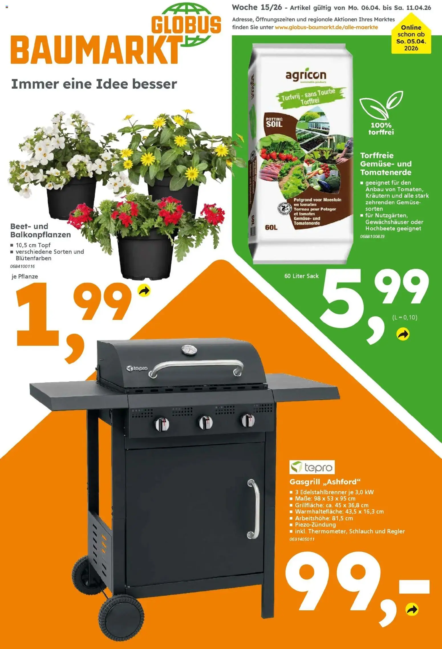 Vorschau von dem Prospekt des Geschäftes Globus Baumarkt, gültig ab dem 06.04.2026 - Gemüse