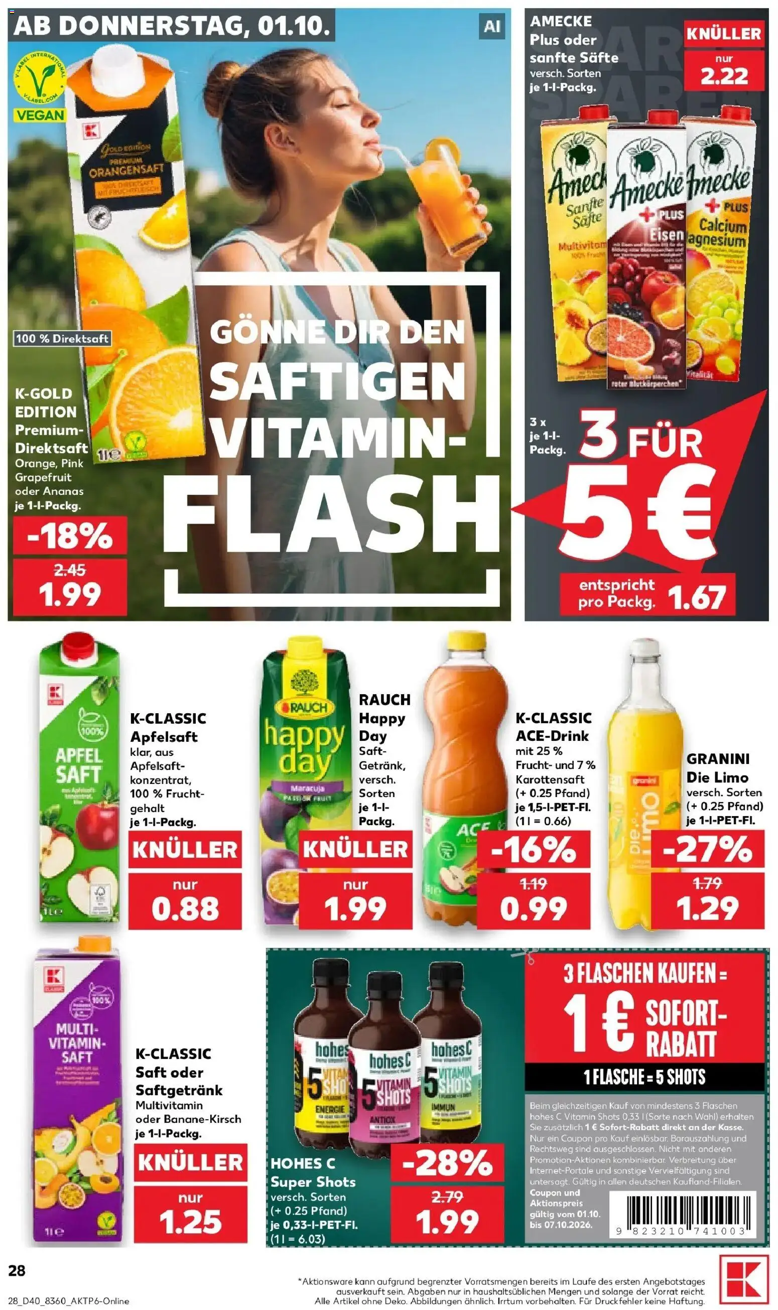 Vorschau von dem Prospekt des Geschäftes Kaufland, gültig ab dem 01.10.2026 - Äpfel, Ananas, Grapefruit, Orangensaft, Saft, Apfelsaft, Granini, Hohes c