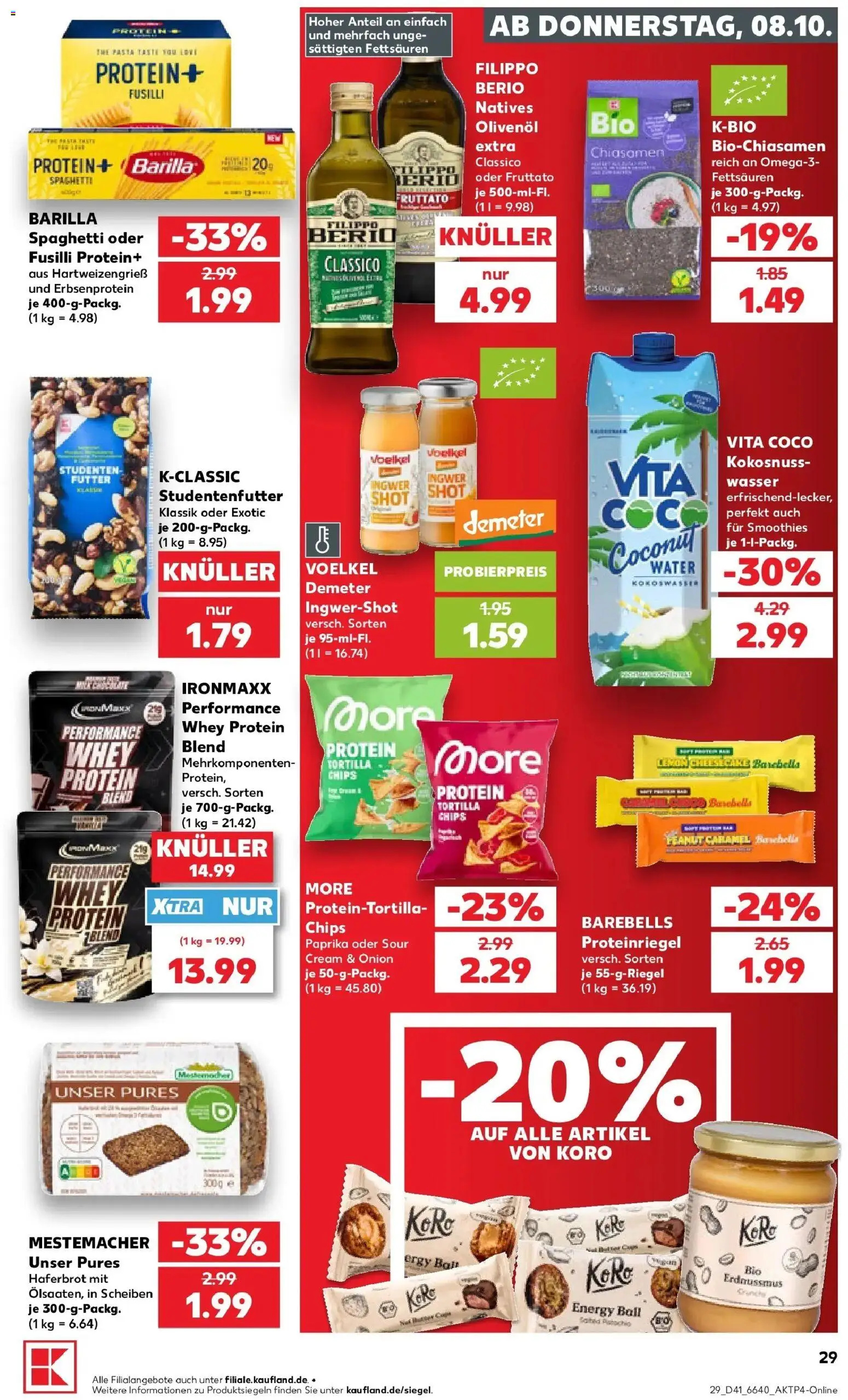 Vorschau von dem Prospekt des Geschäftes Kaufland, gültig ab dem 08.10.2026 - Chips, Wasser, Spaghetti, Paprika, Energy, Barilla, Olivenol