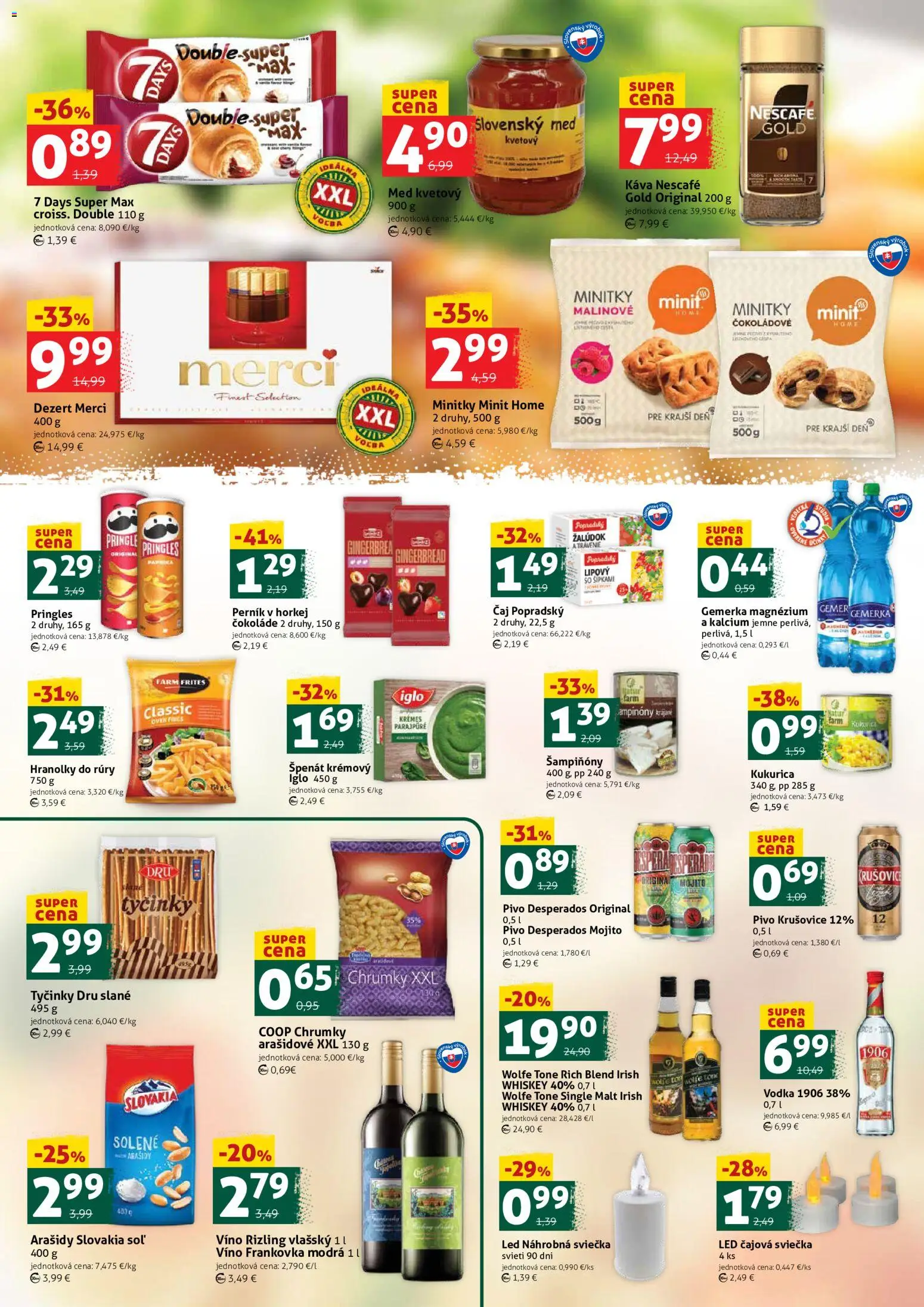 Náhľad COOP Jednota letáku platného od 16.10.2026 - Pivo, Vodka, Desperados, Kukurica, Špenát, Soľ, Hranolky, Pringles