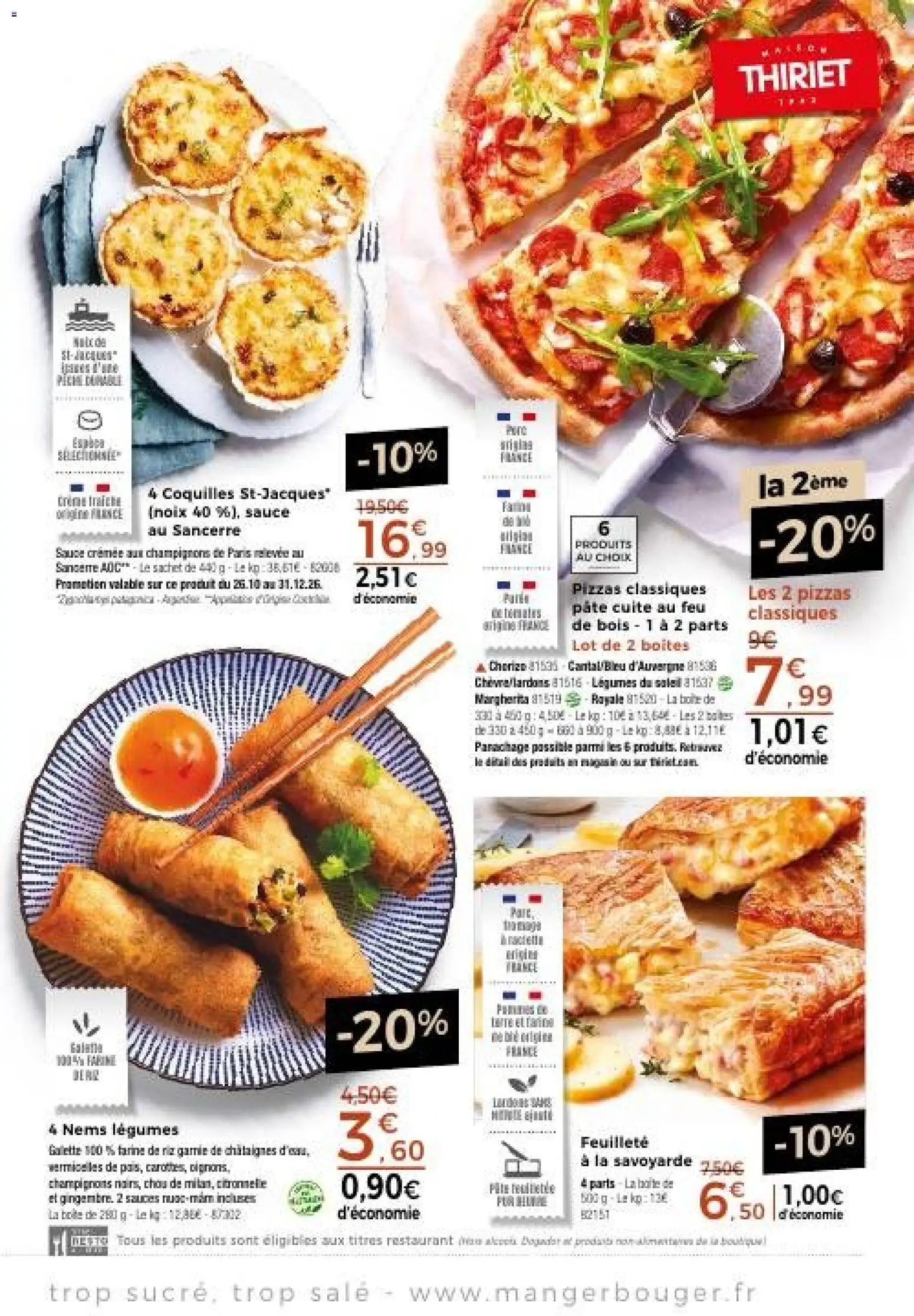 Prévisualisation de Thiriet catalogue du magasin Thiriet formulaire valide 26/10/2026 - Pâte, Châtaignes, Noix, Chorizo, Chou, Farine, Champignons, Sauces