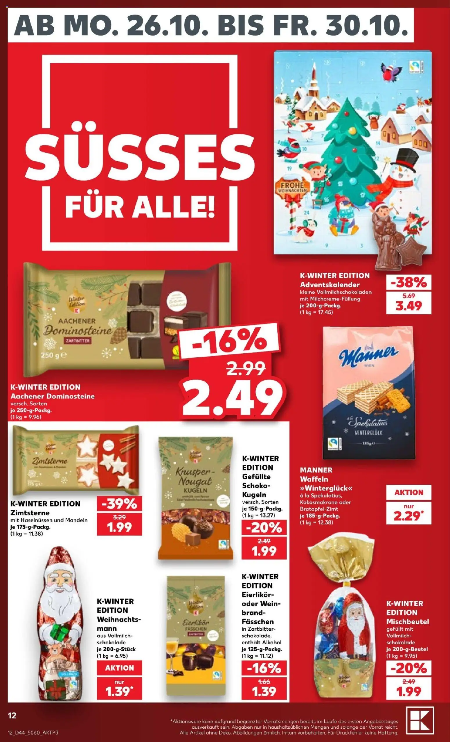 Vorschau von dem Prospekt des Geschäftes Kaufland, gültig ab dem 25.10.2026 - Schokolade, Waffeln, Wein, Alkohol, Mandeln