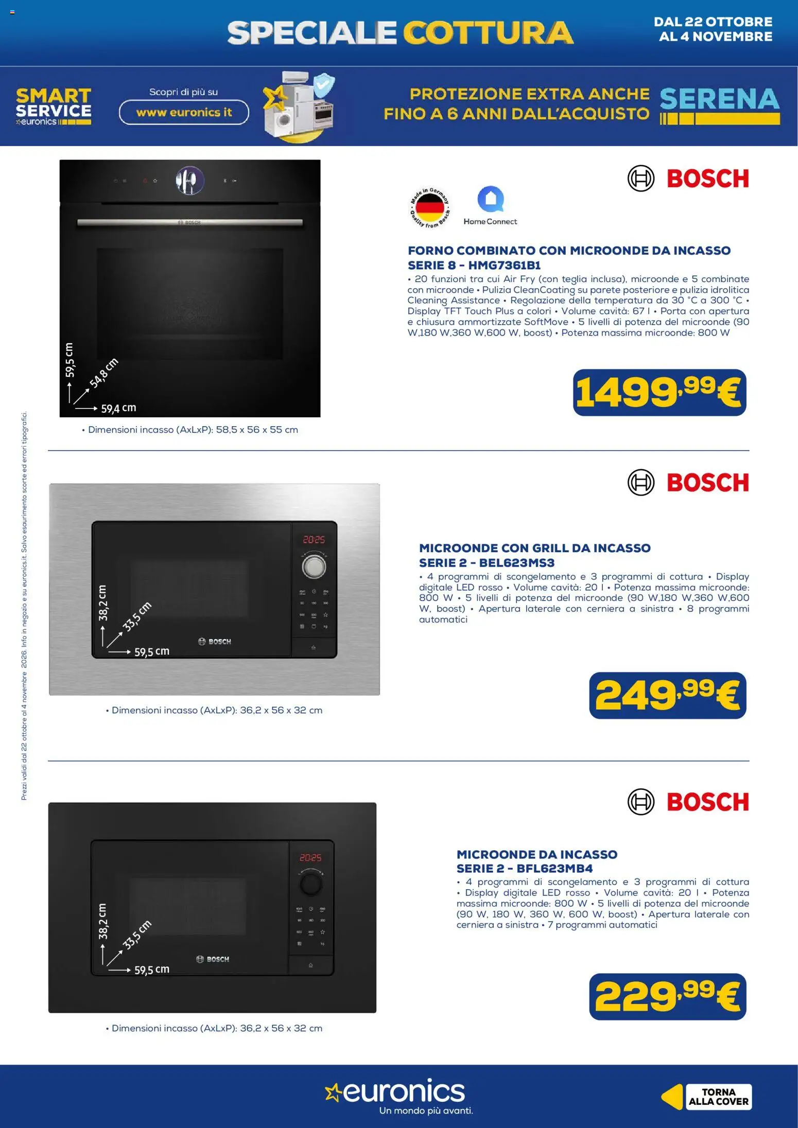 Anteprima dell'opuscolo Euronics volantino Cottura dal negozio Euronics valido da 22/10/2026 - Forno, Microonde, Porta, Tè, Teglia